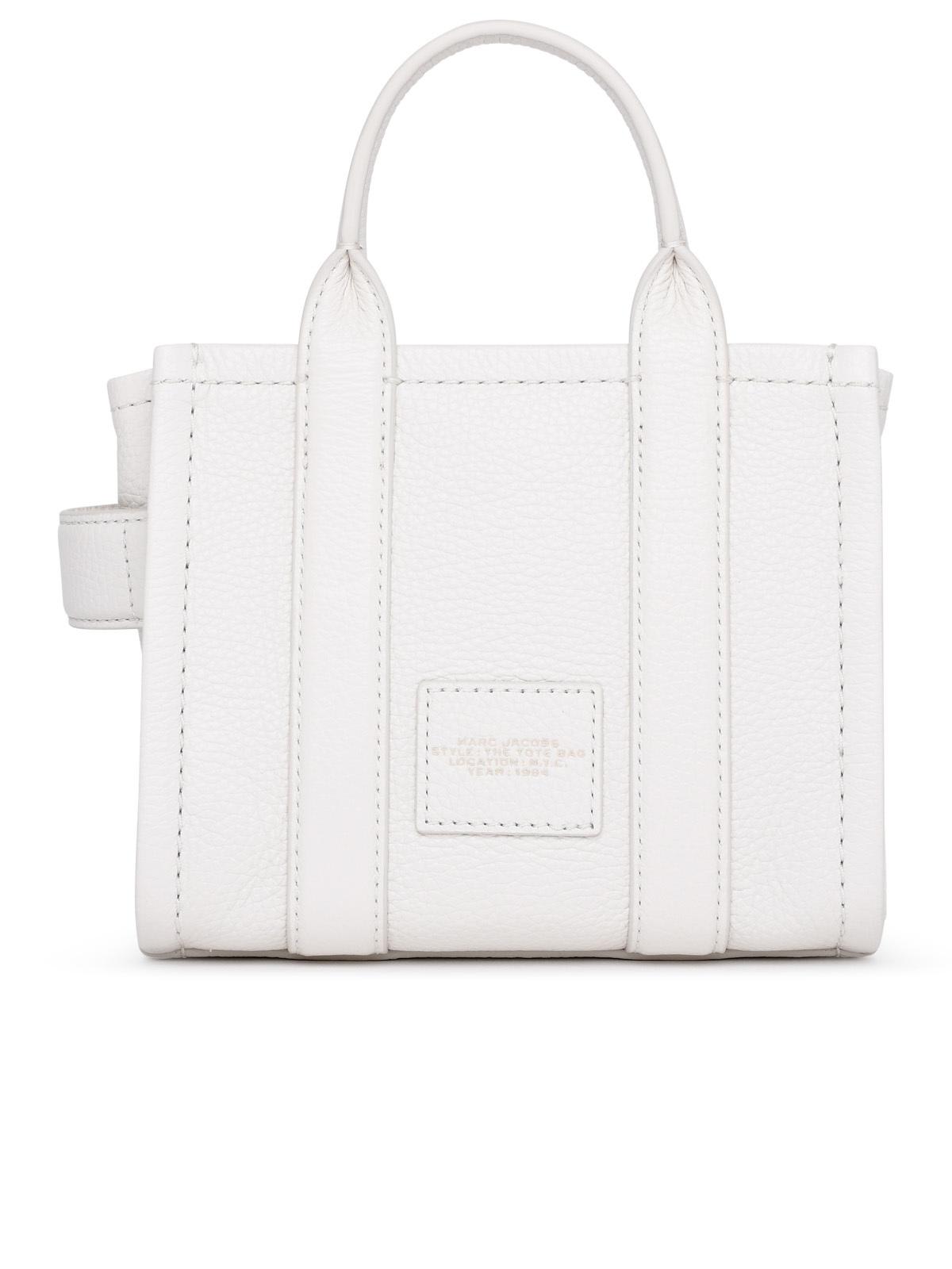 Shop Marc Jacobs Ivory Leather Micro Tote Bag In White