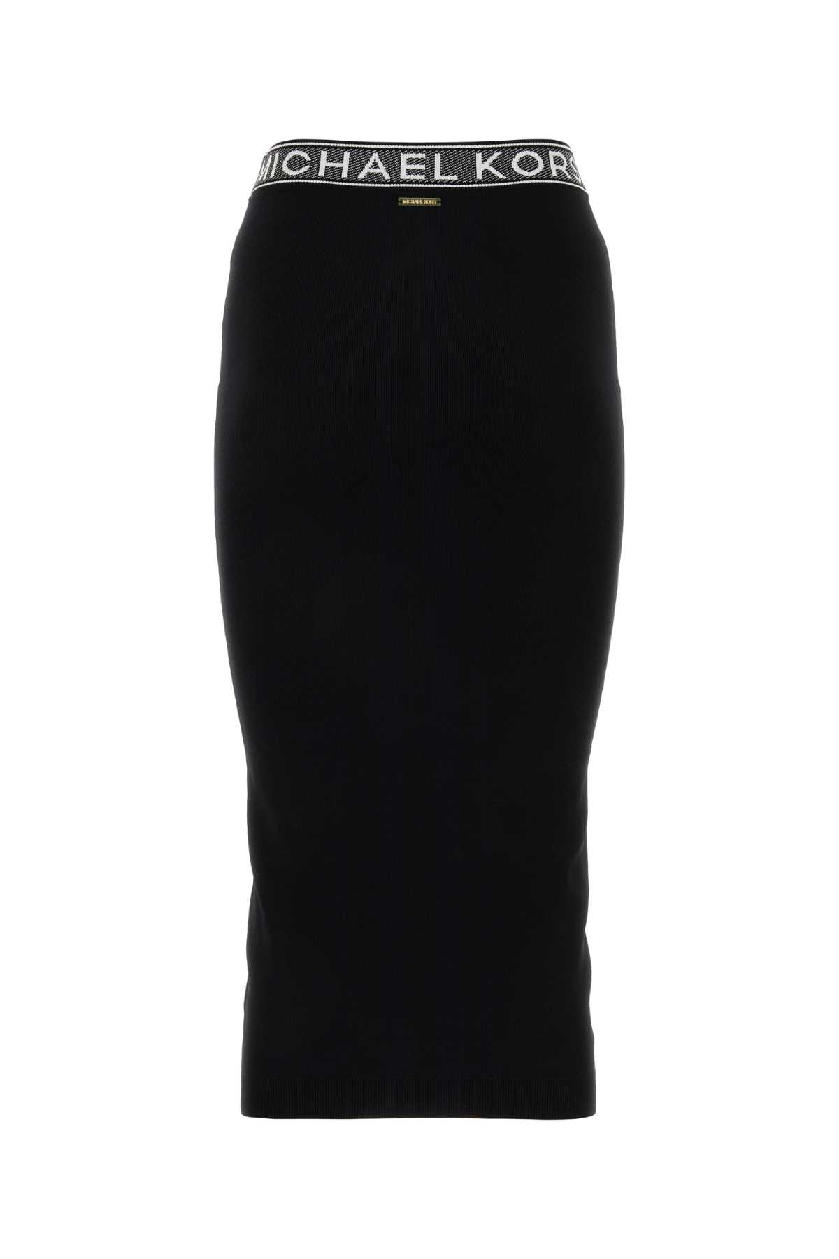 Michael Kors Black Stretch Viscose Blend Skirt