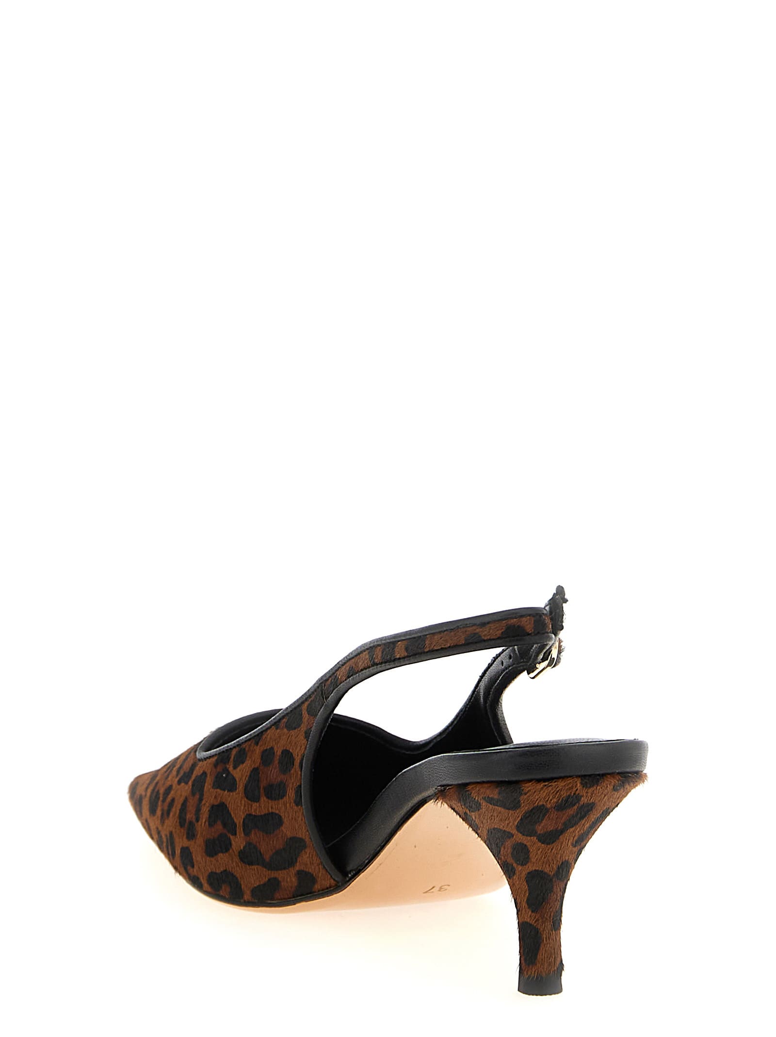 Twinset Twin-set Animal Print Slingbacks In Brown