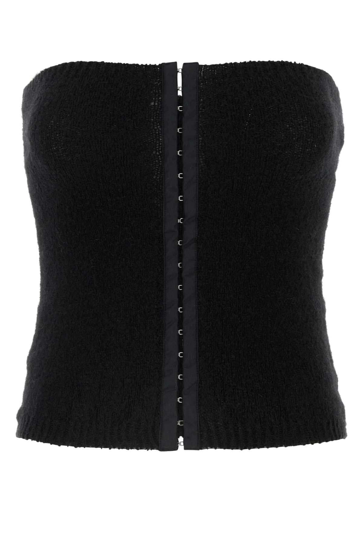 Black Stretch Wool Blend Linger Bodice