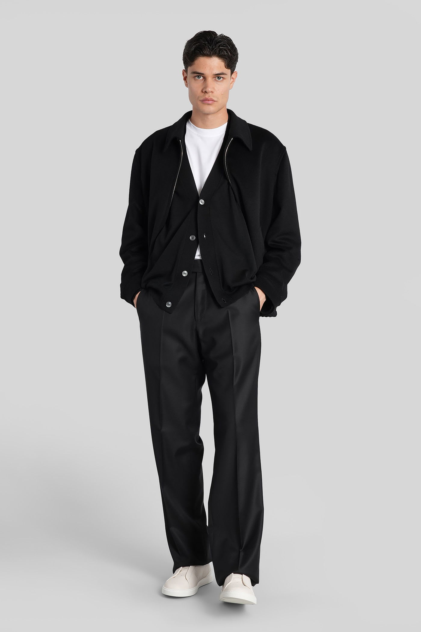 Lardini Button-front Wool Cardigan In Black