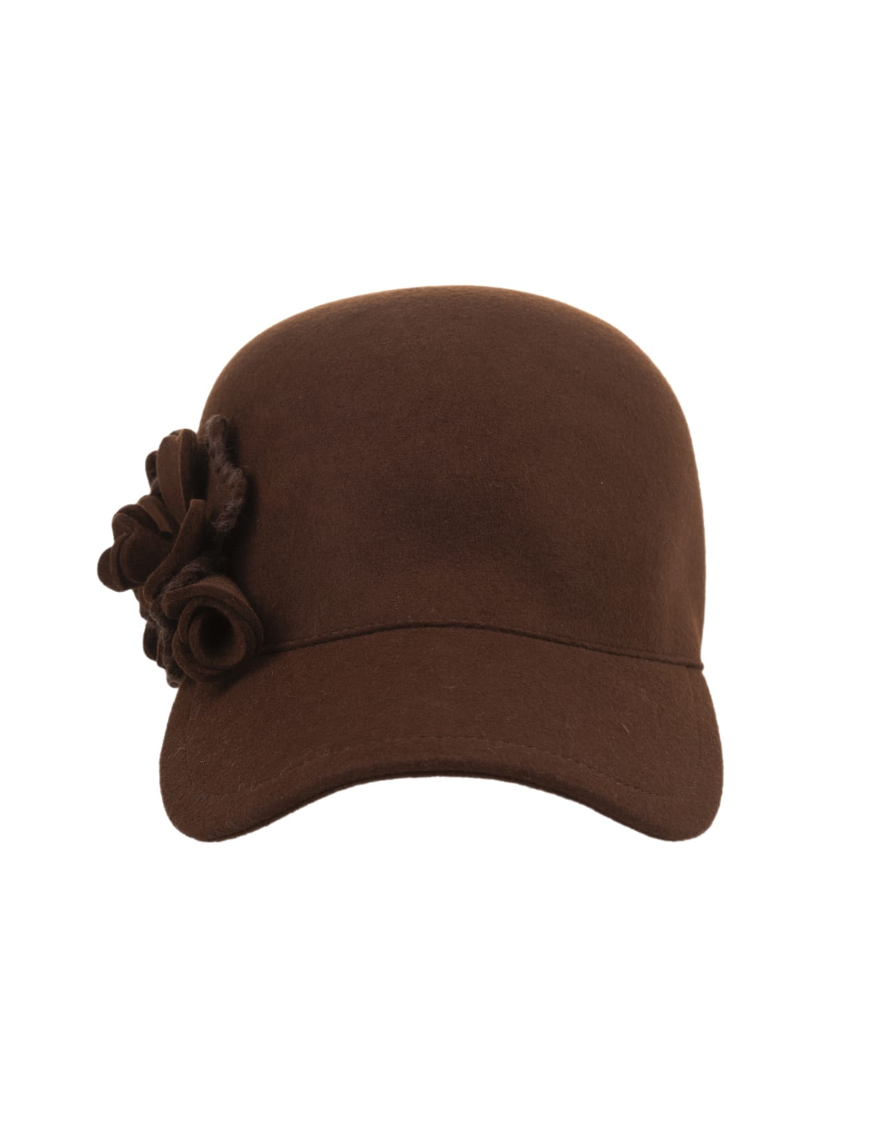 Shop Ermanno Scervino Brown Baseball Hat With Flower Appliqué