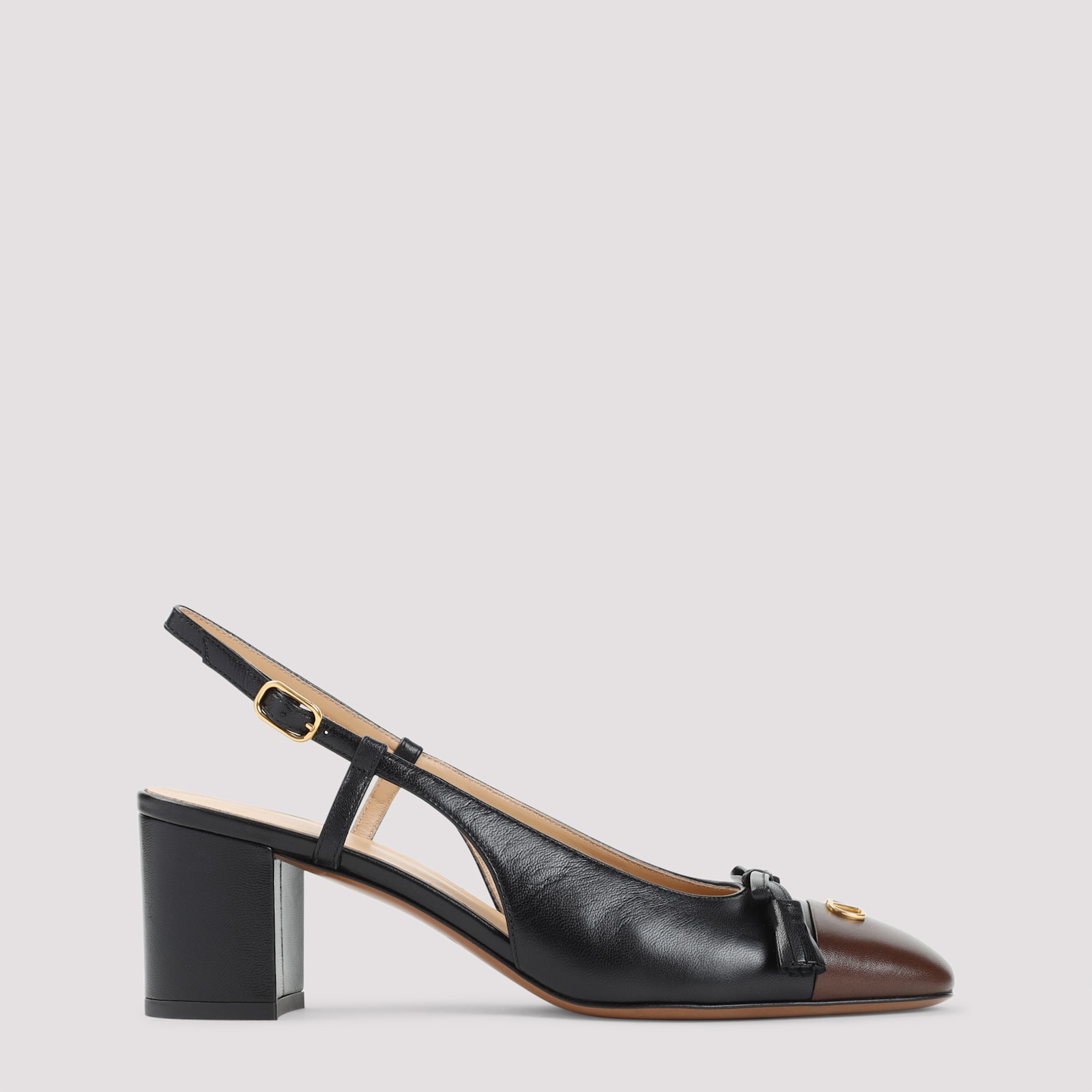 Valentino Valet Du Roi Vlogo Leather Slingback Pumps In Black