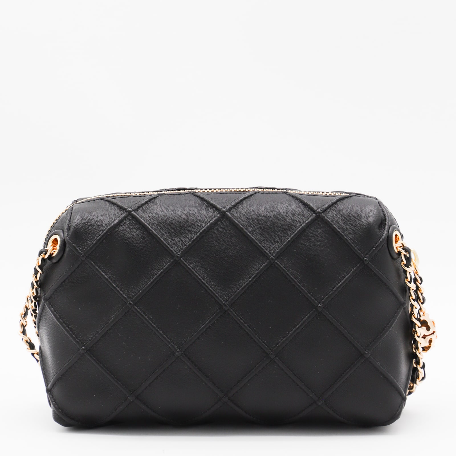 Tory Burch Black Leather Fleming Crossbody Bag In Black