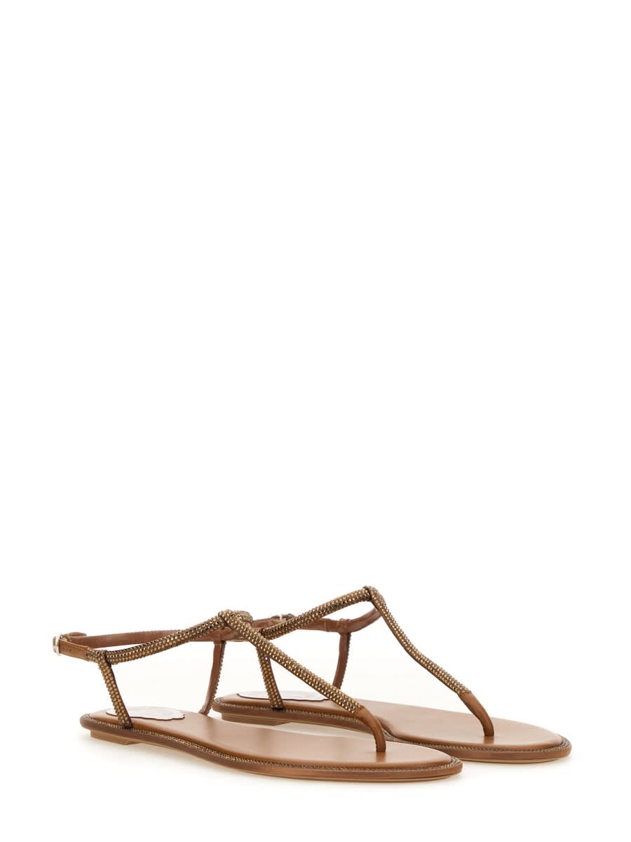 Shop René Caovilla Sandal Diana In Beige