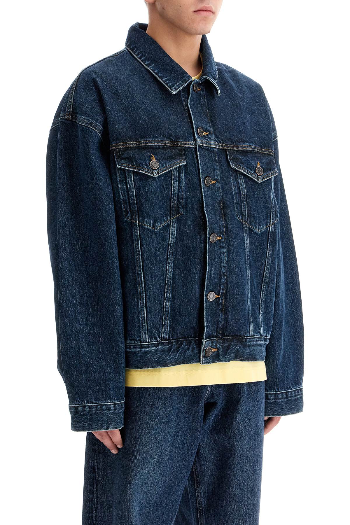 Shop Agolde Stefanos Denim Jacket In Pendulm (blue)