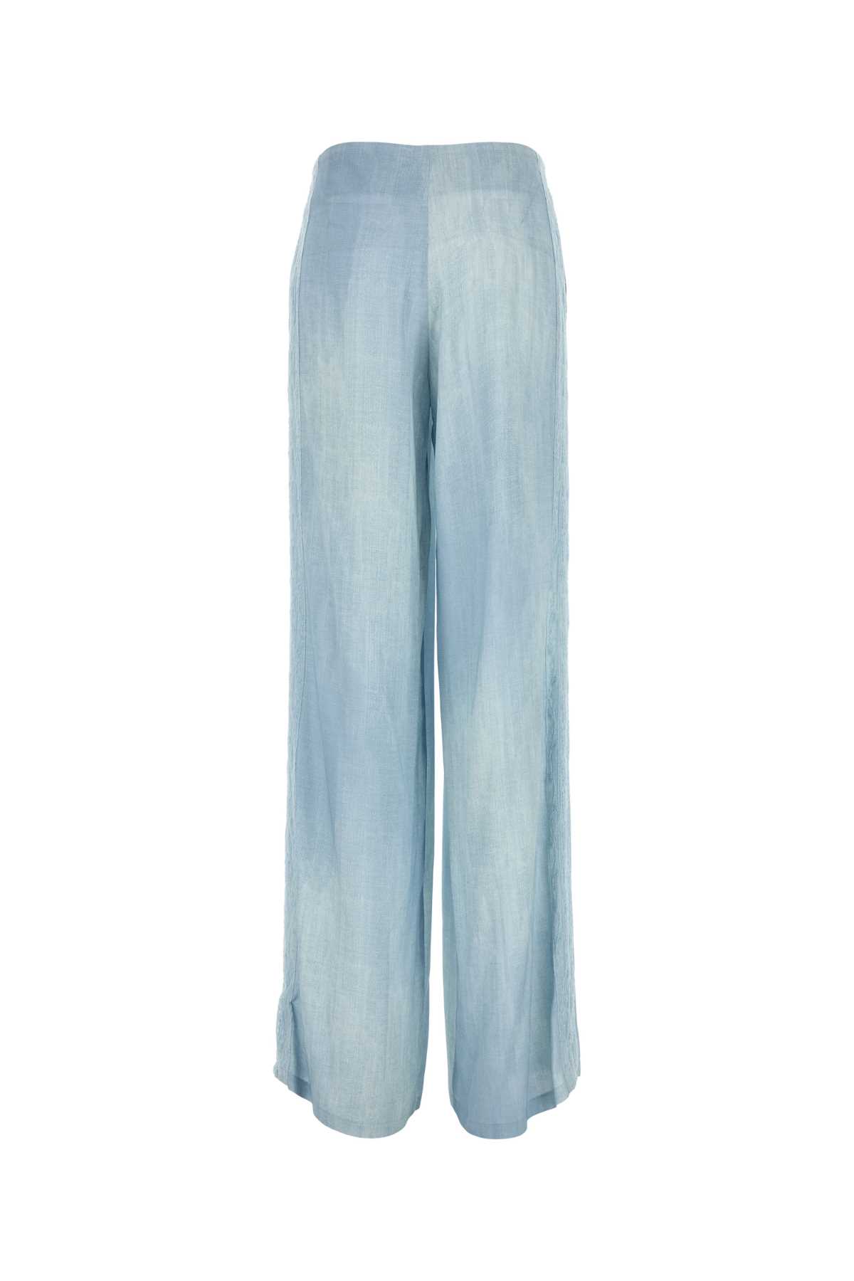 Shop Ermanno Scervino Light Blue Viscose Wide Leg Pant In Stdenimoldchiara