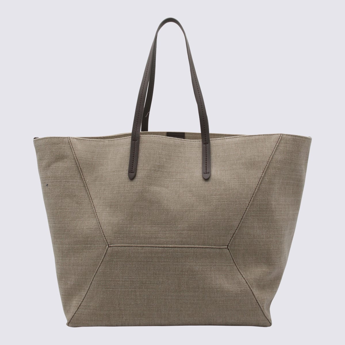 Shop Brunello Cucinelli Sand Beige Cotton-linen Blend Tote Bag