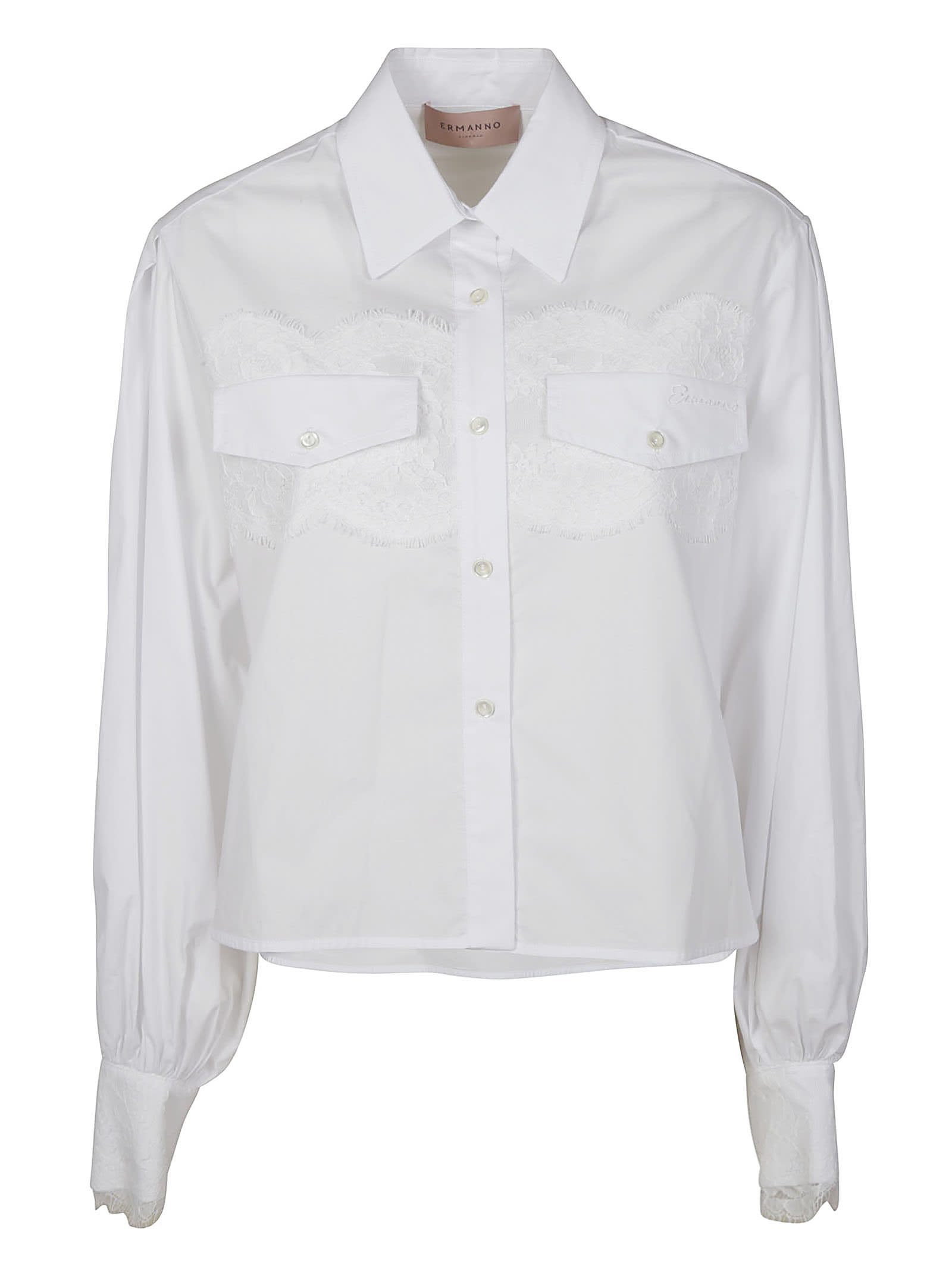 Ermanno Scervino Floral Embroidered Cropped Shirt