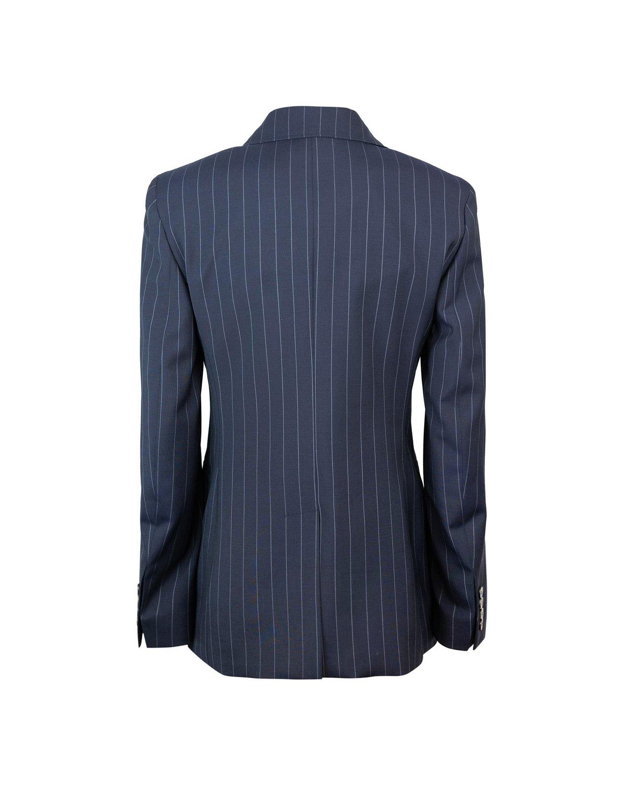 Shop Max Mara Striped Single-breasted Blazer In Blue