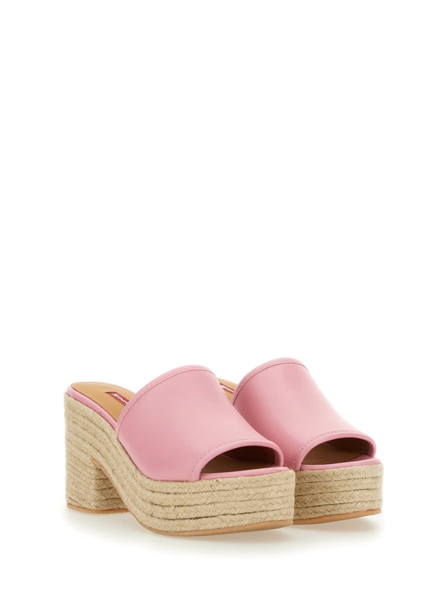 Shop M05ch1n0 Jeans Leather Sandal In Pink