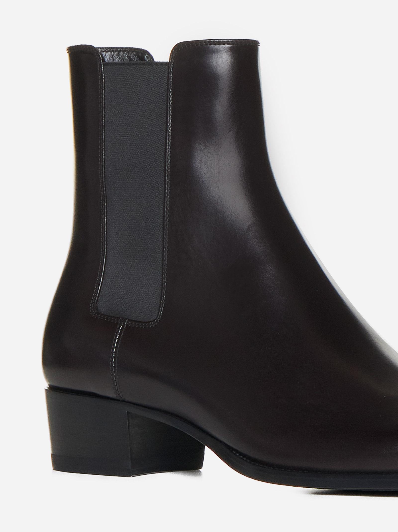 Shop Saint Laurent Wyatt Leather Chelsea Boots In Brown