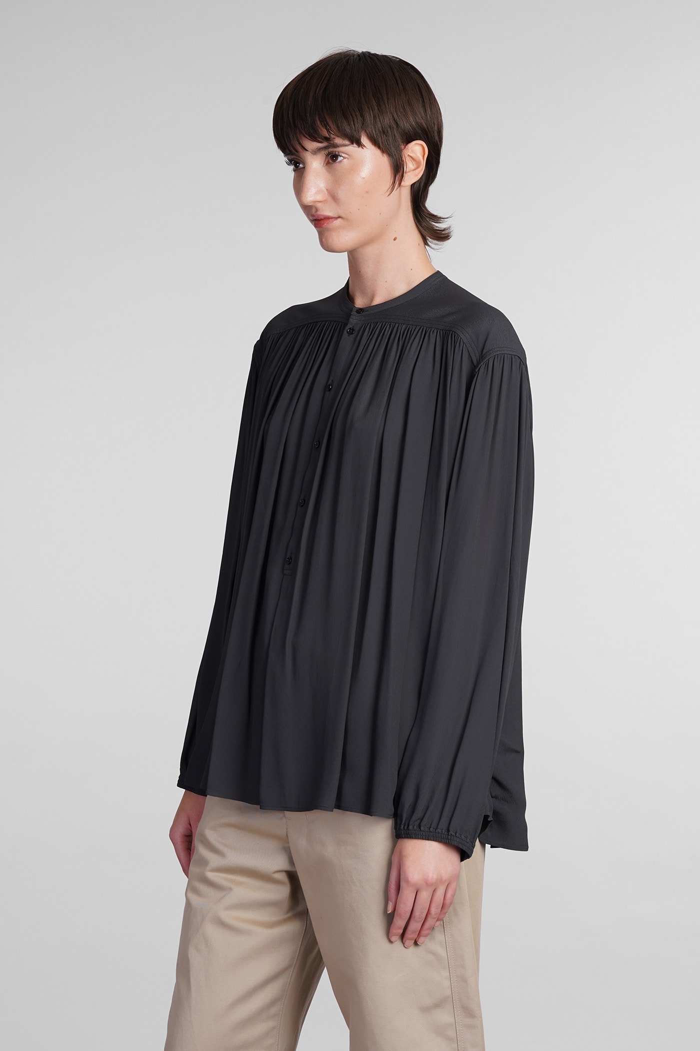 Shop Lemaire Blouse In Blue Viscose