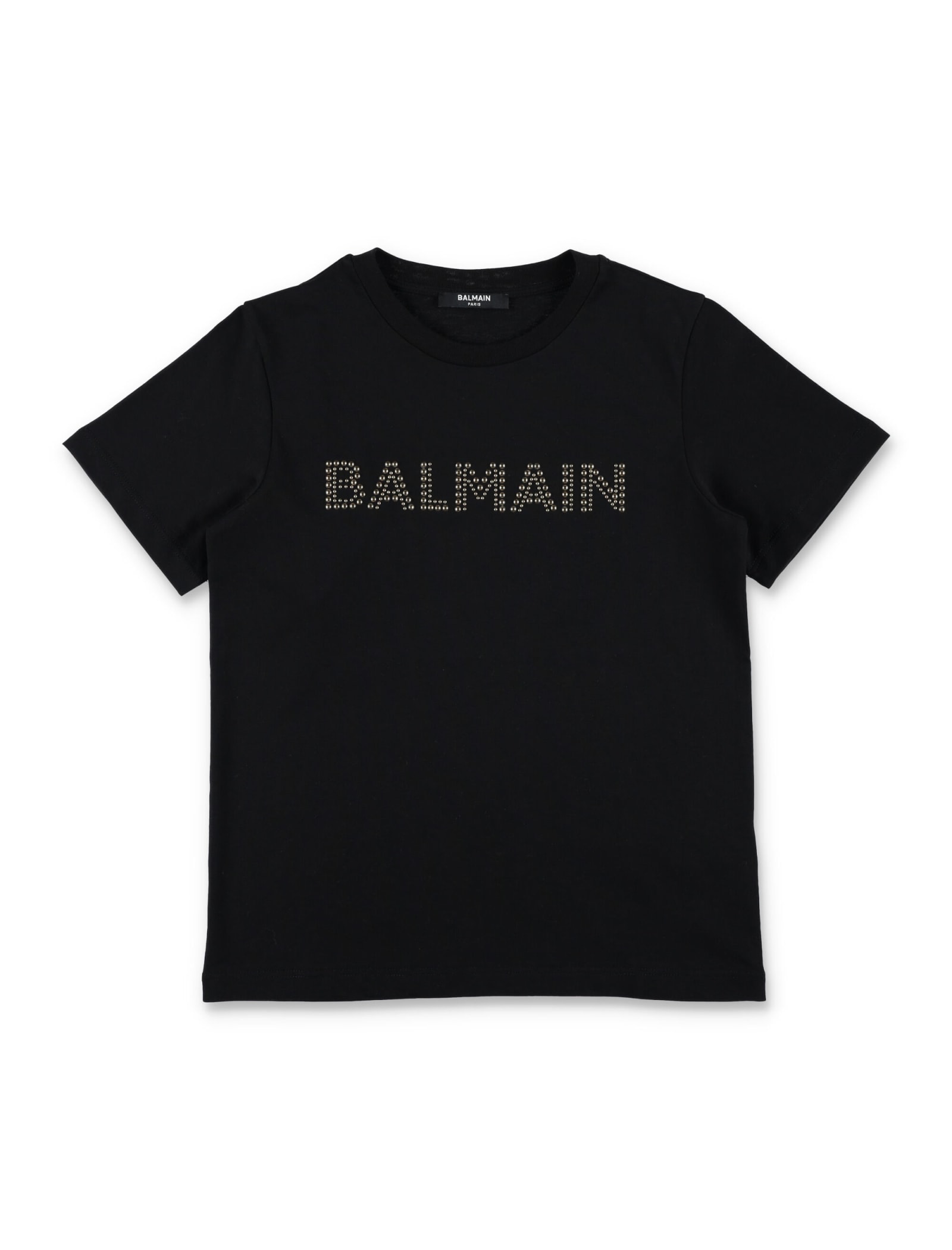 Balmain Kids' Logo T-shirt In Black/gold