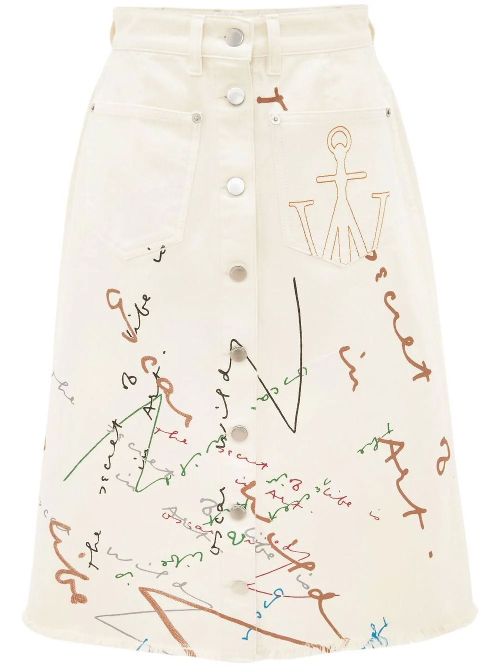 J.W. Anderson Off White Cotton Oscar Wilde Capsule Printed Skirt