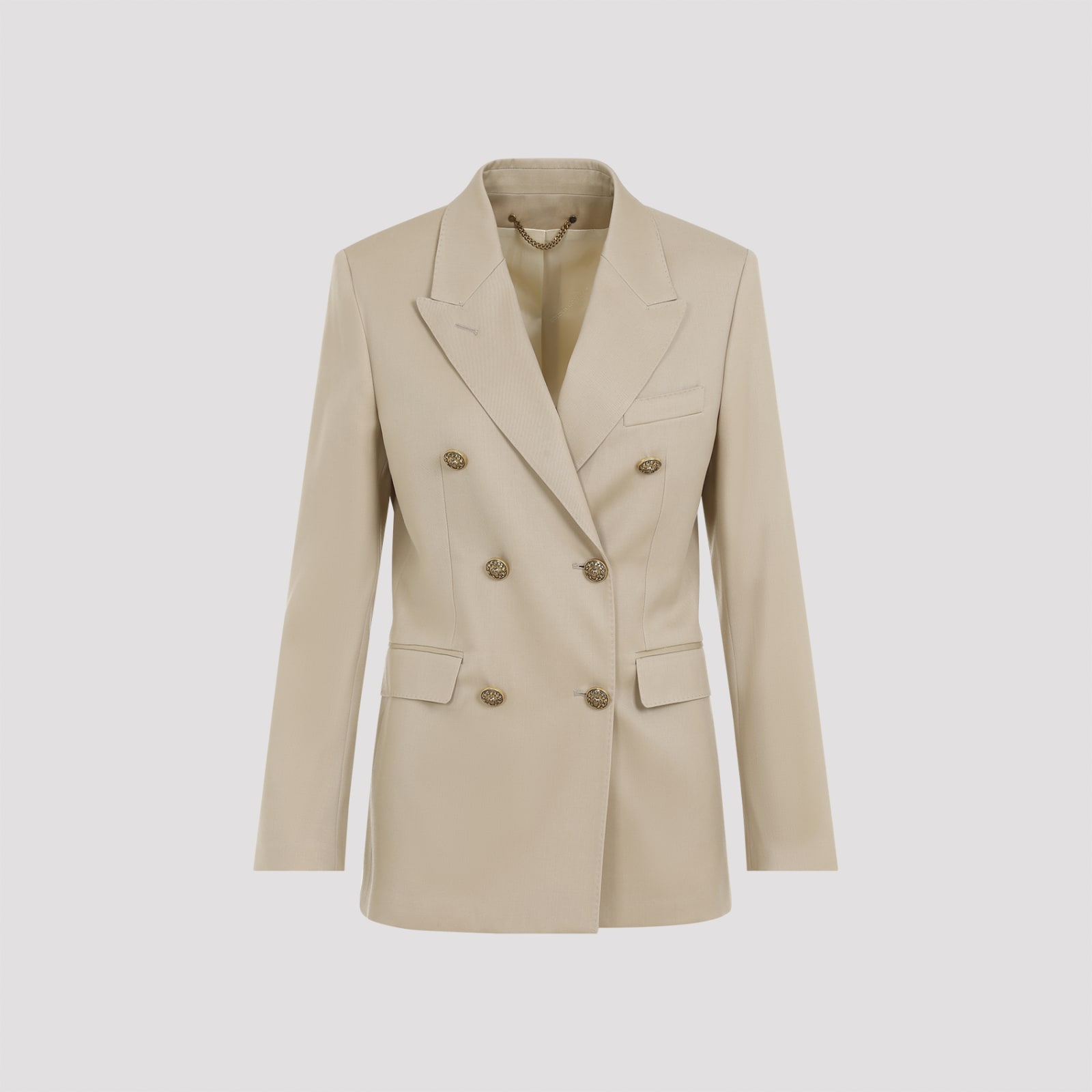 Shop Golden Goose Double Breasted Blazer In Sand