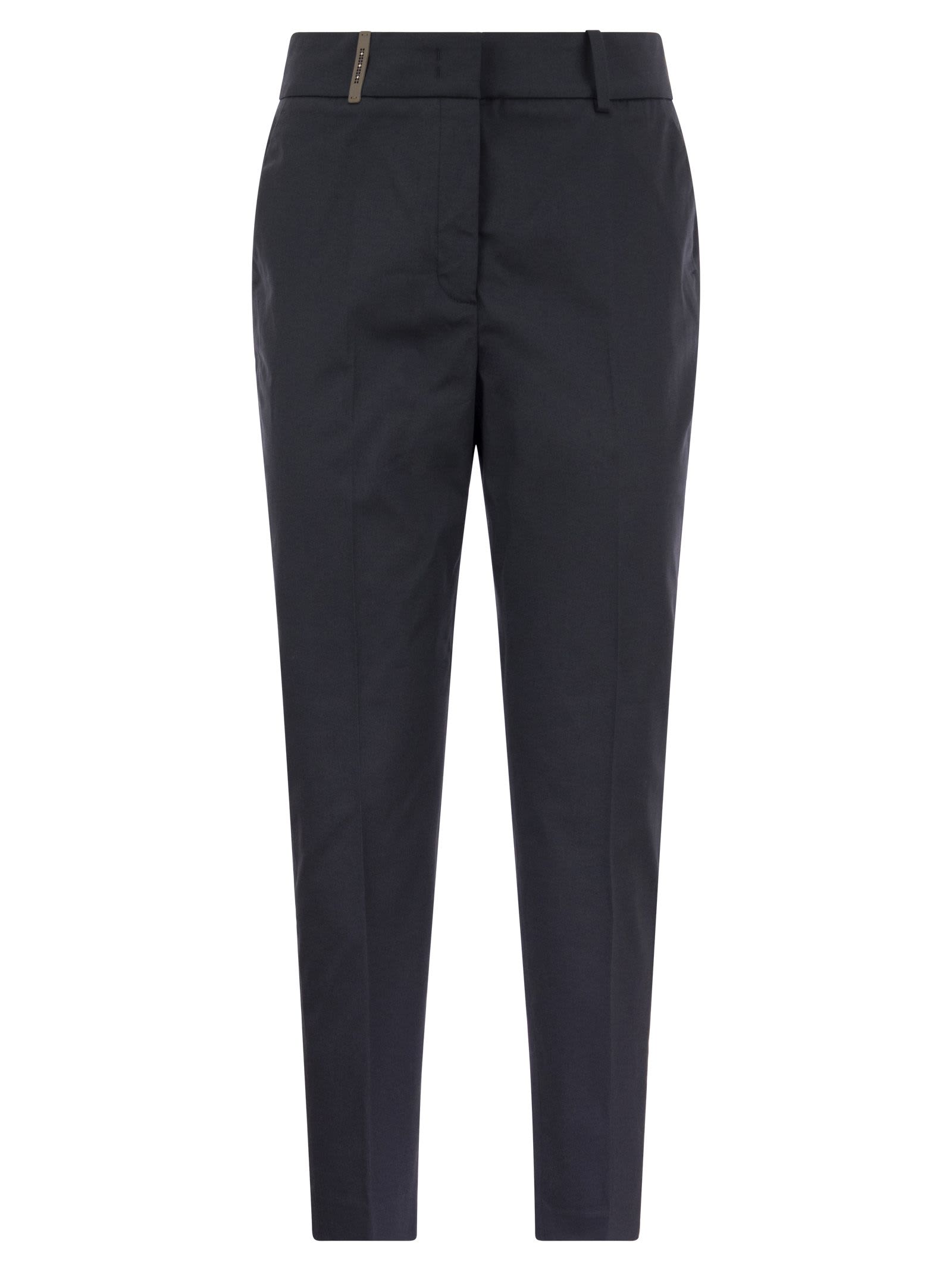 Shop Peserico Stretch Cotton Trousers In Blue