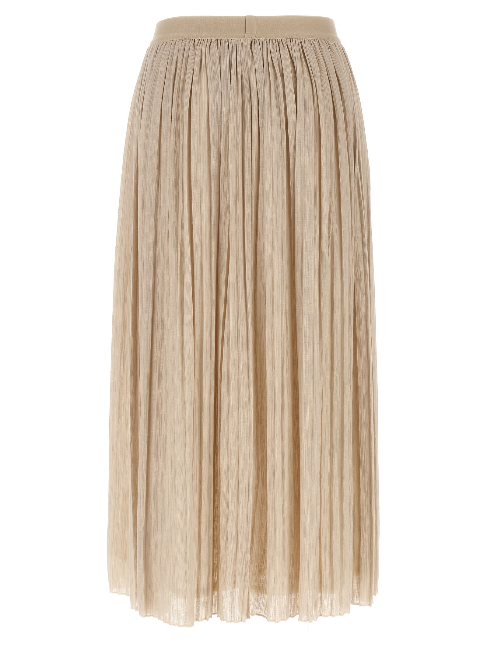 Weekend Max Mara Elastic-waistband Pleated Maxi Skirt In Brown
