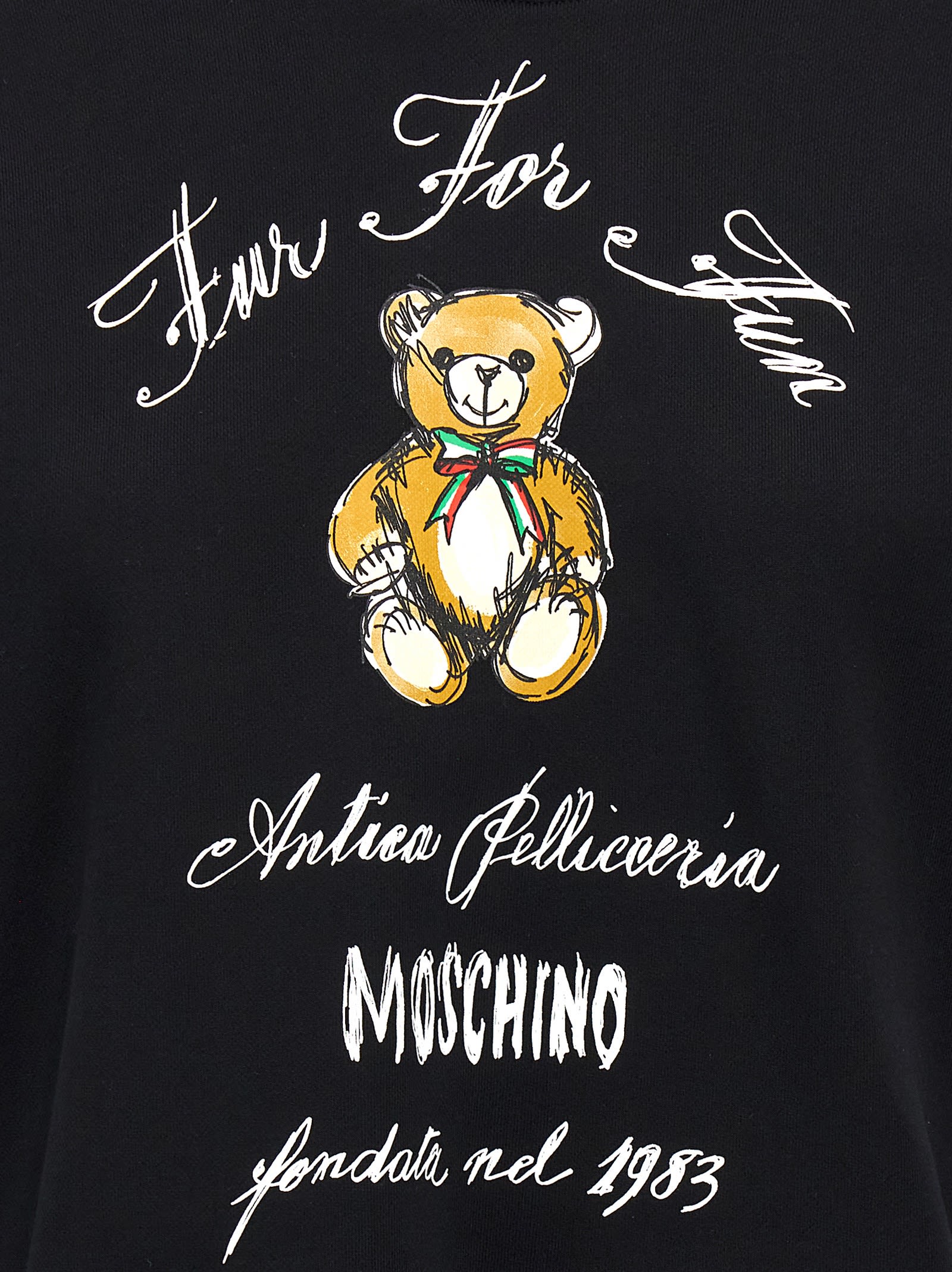 Shop Moschino Antica Pellicceria Cropped Hoodie In Black