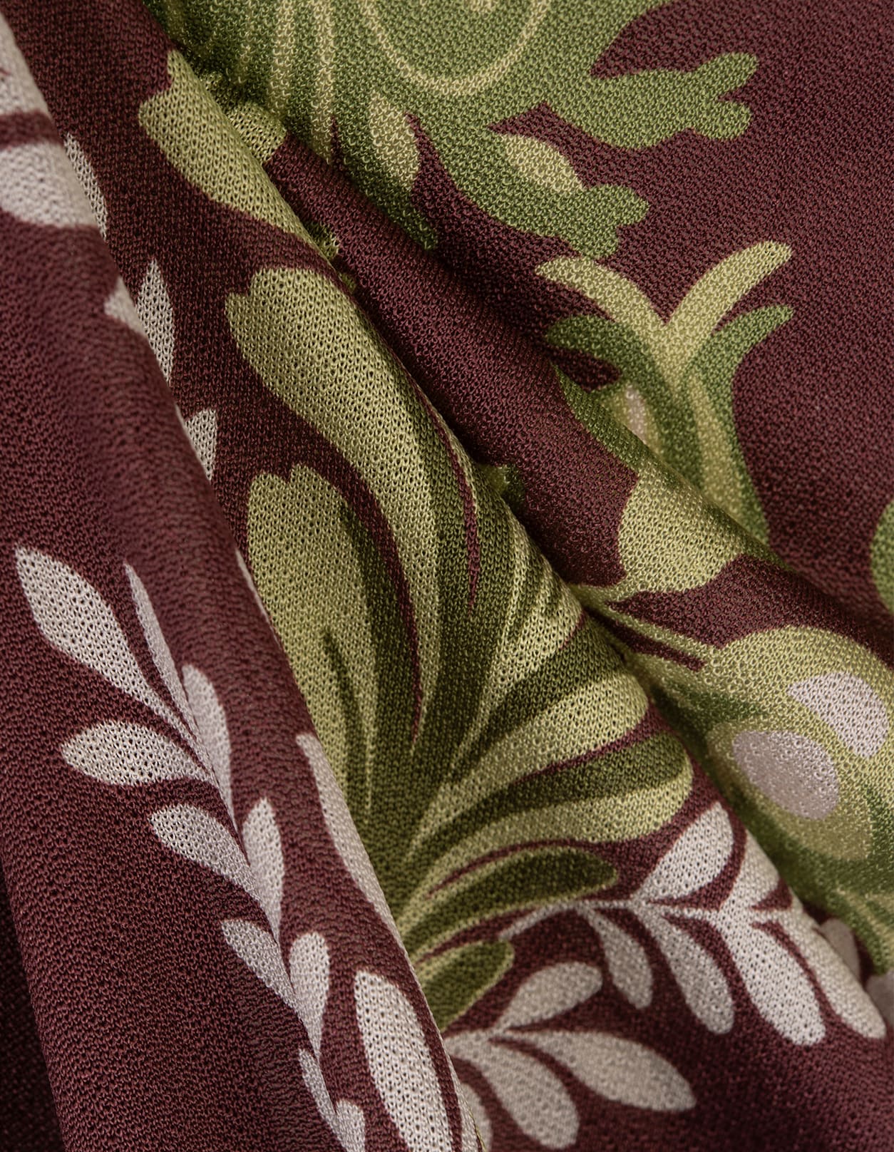 Shop Etro Burgundy Shirt With Floral Foliage Print