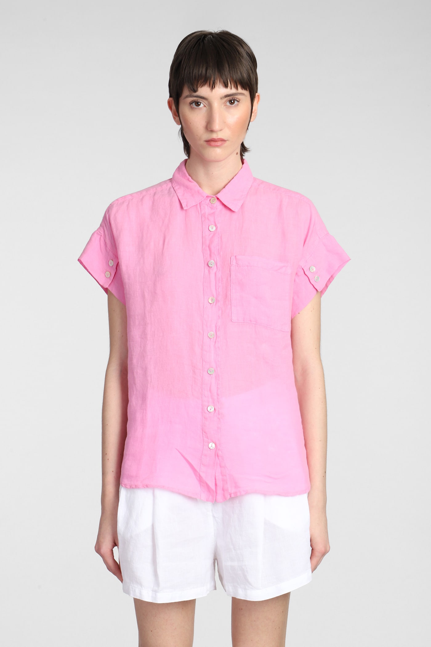 Linen Shirt Short Sleeve - Pink