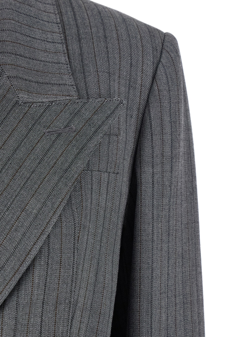 Shop Tela Giuggiola Striped Blazer In Grey