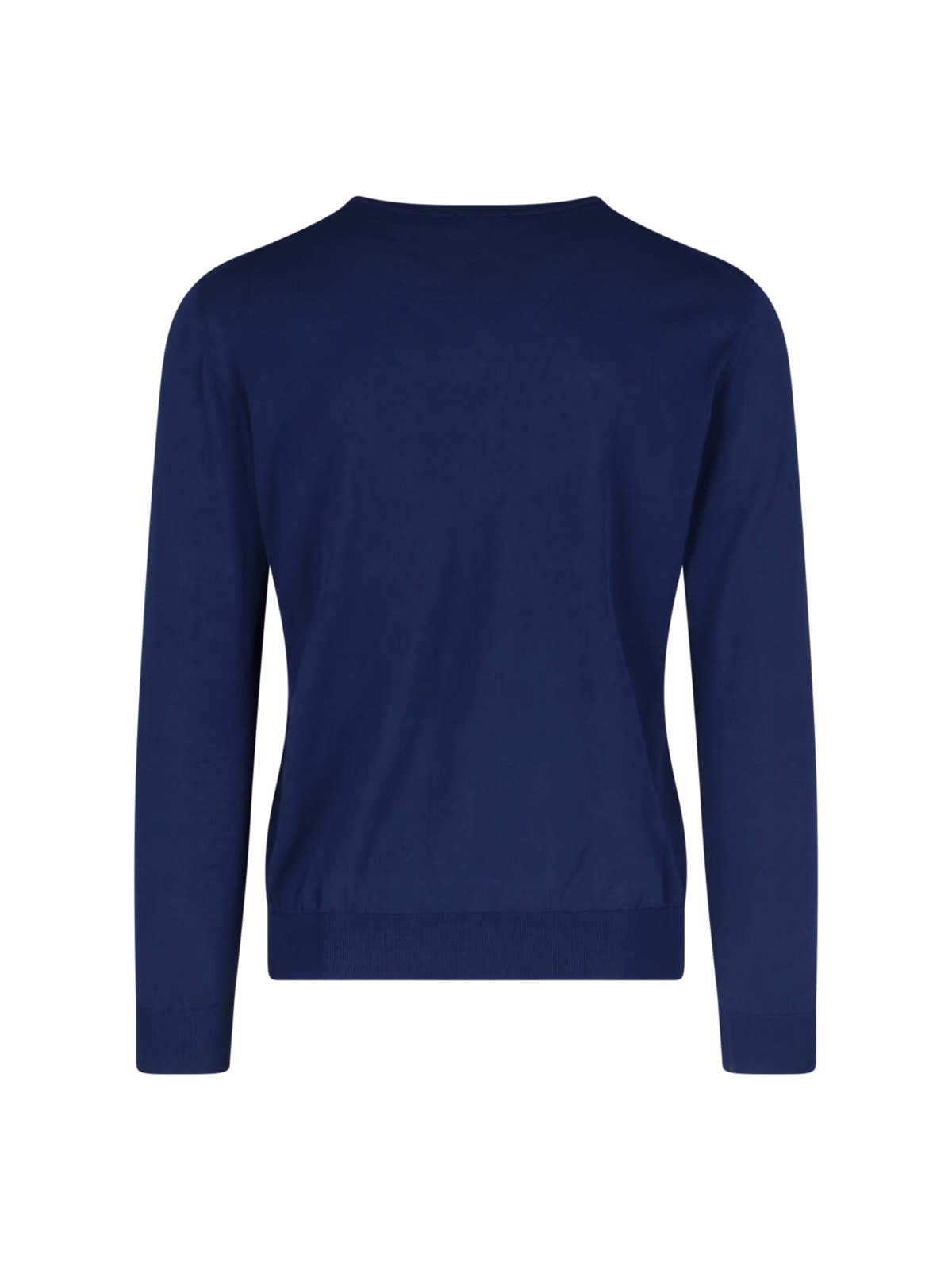 Drumohr Ribbed V-neck Sweater With Long Sleeves In Blue