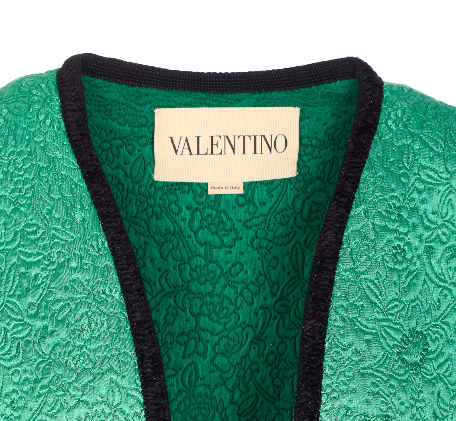 Valentino Womens Pure Green Floral Crop Wool And Silk Jacket