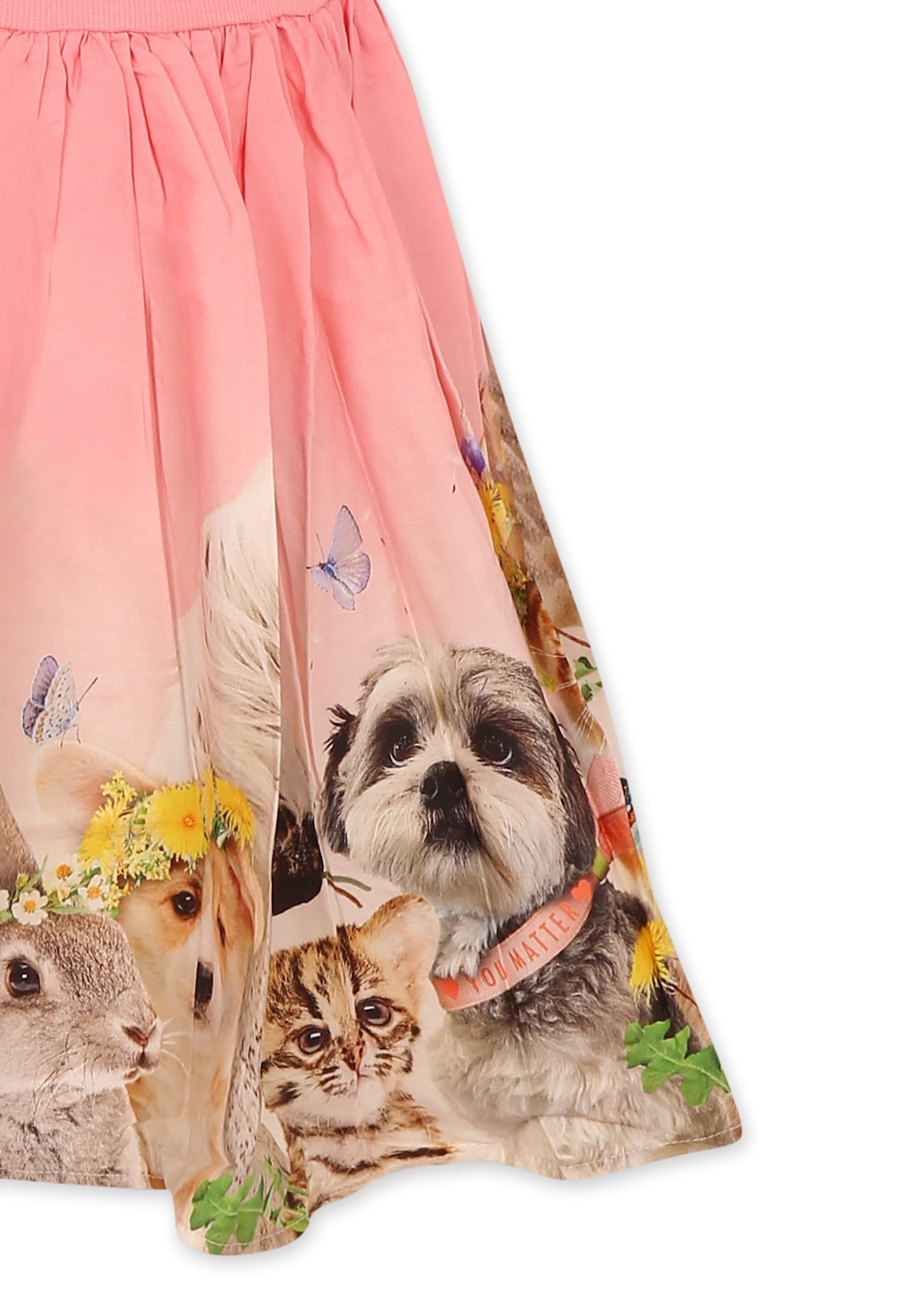 Molo Pink Dress For Girl With Animal In Pink