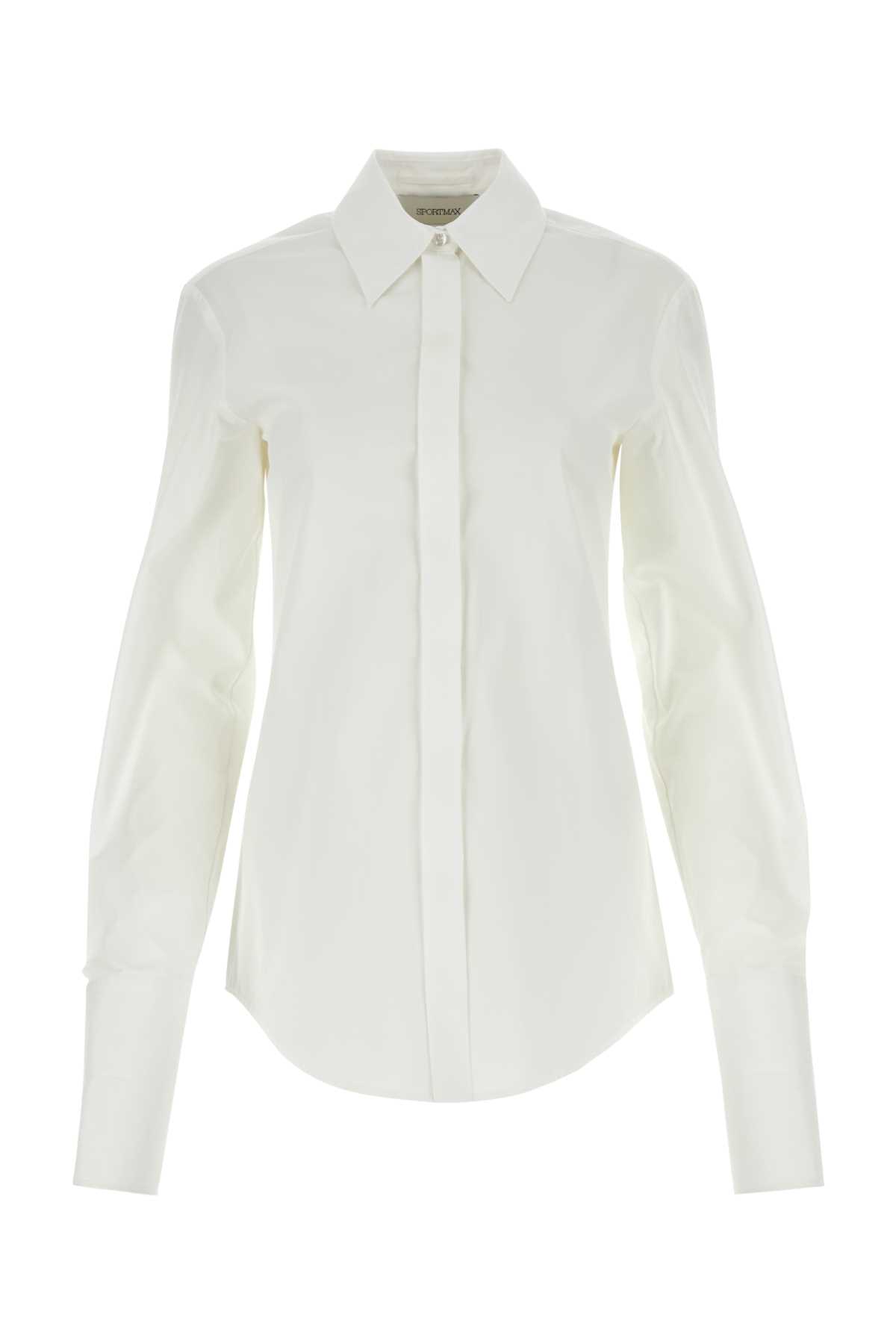 Shop Sportmax White Poplin Oste Shirt In Bianco Ottico