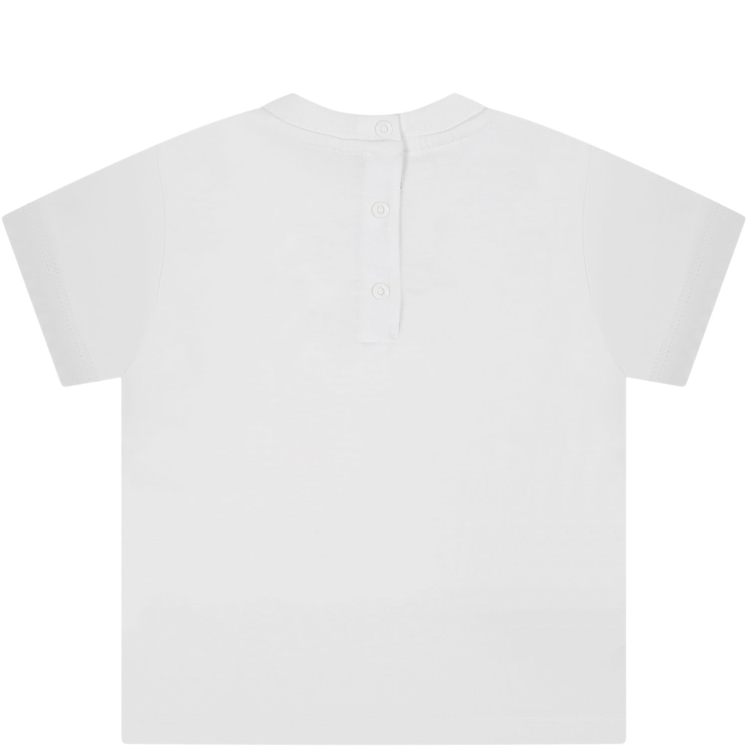 Balmain White T-shirt For Babies With Gold Logo In White