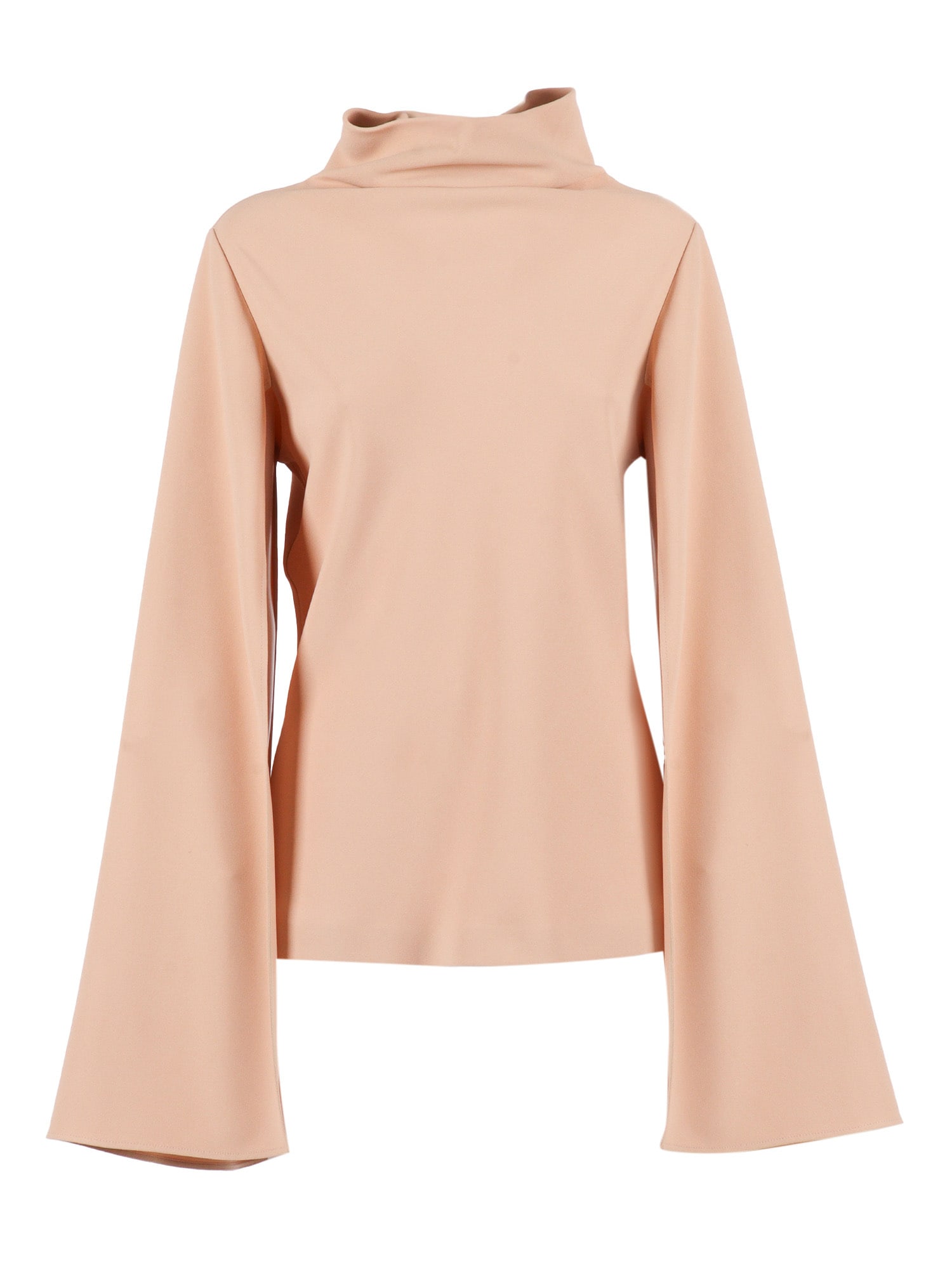 Alberta Ferretti Long-sleeved Button-down Shirt With Classic Collar And Subtle Sheen In Pink