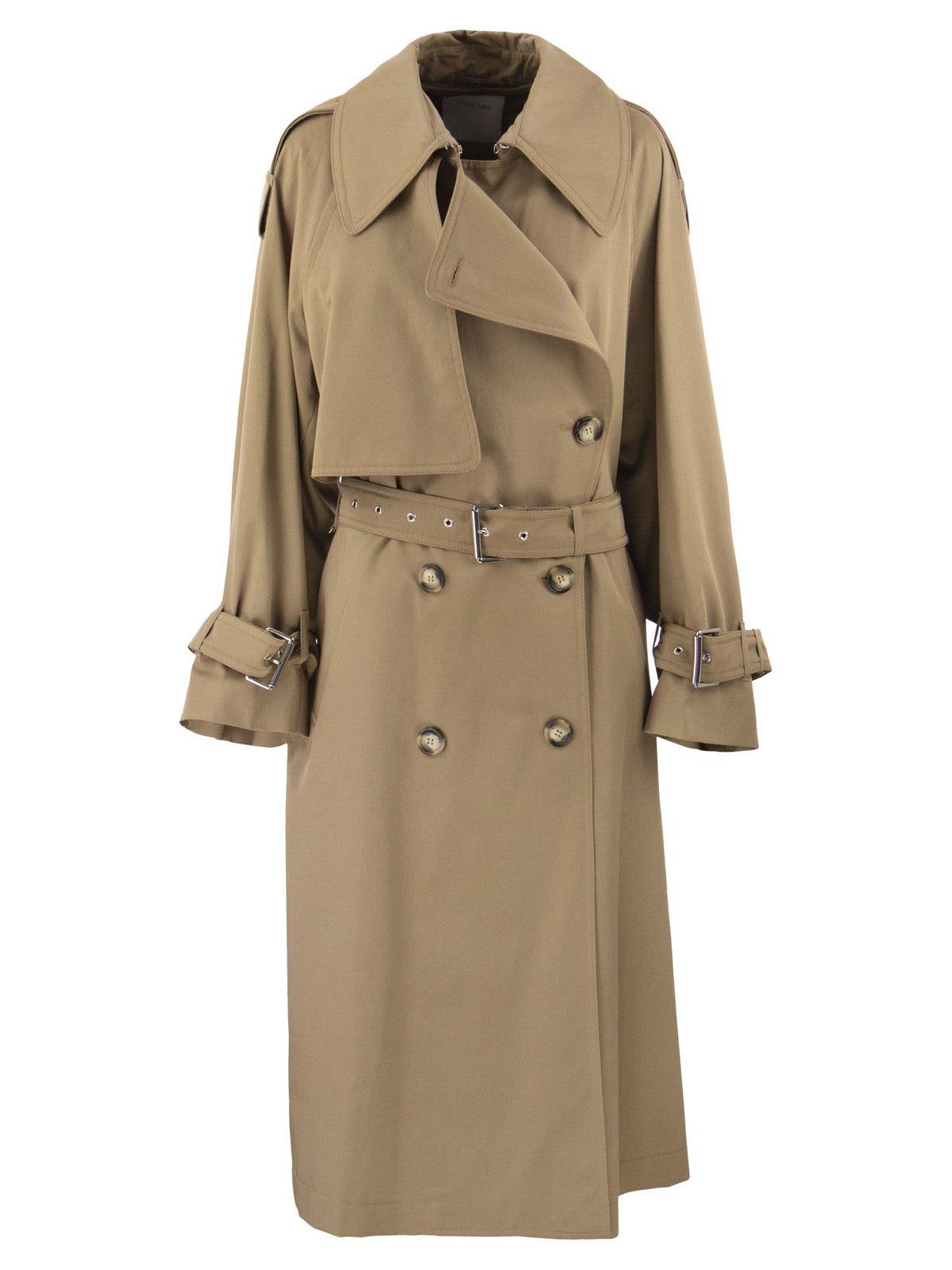Sportmax Double-breasted Belted Coat In Sabbia