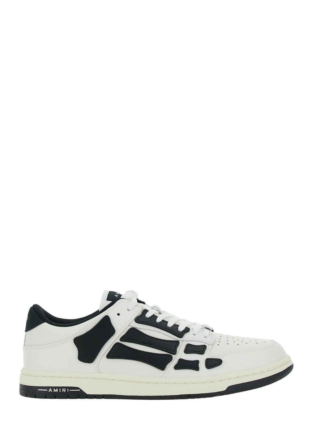 skel Top Low Black And White Sneakers With Logo Patch On Thetongue And Contrasting Details On The Side In Leather Man
