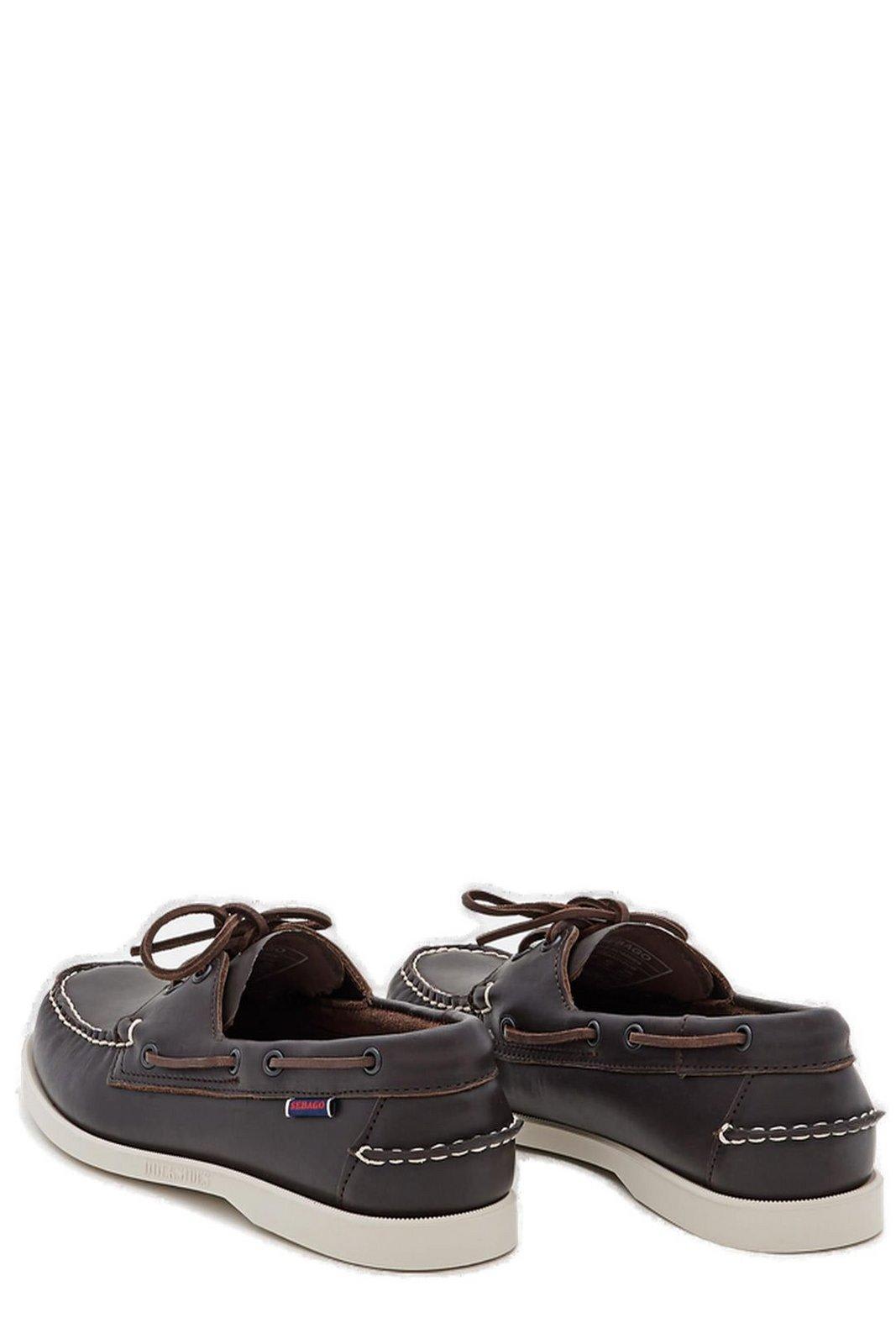 Shop Sebago Laced Round-toe Loafers In Dark Brown
