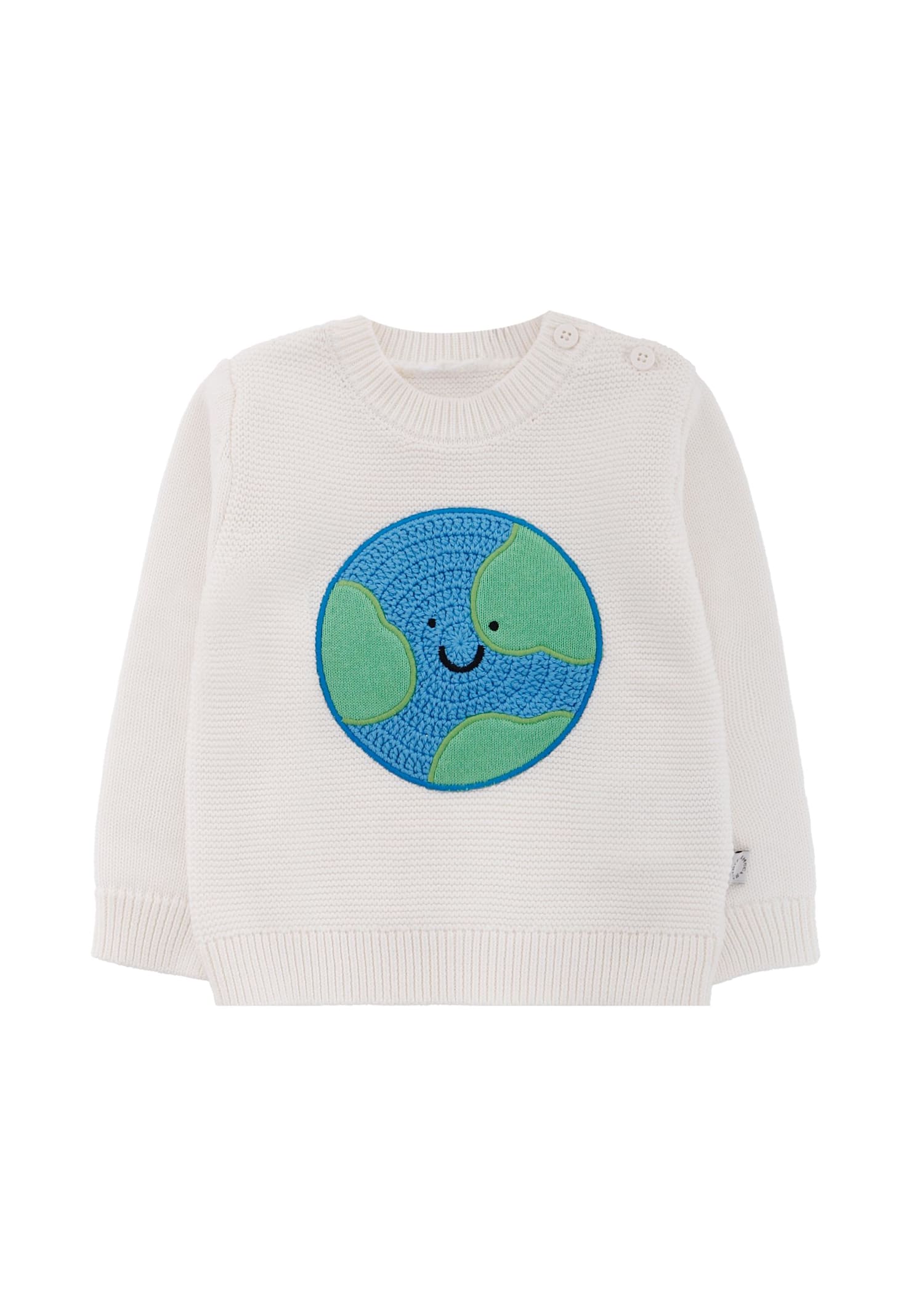 Stella Mccartney Ivory Sweater For Babykids With Smiling World In White
