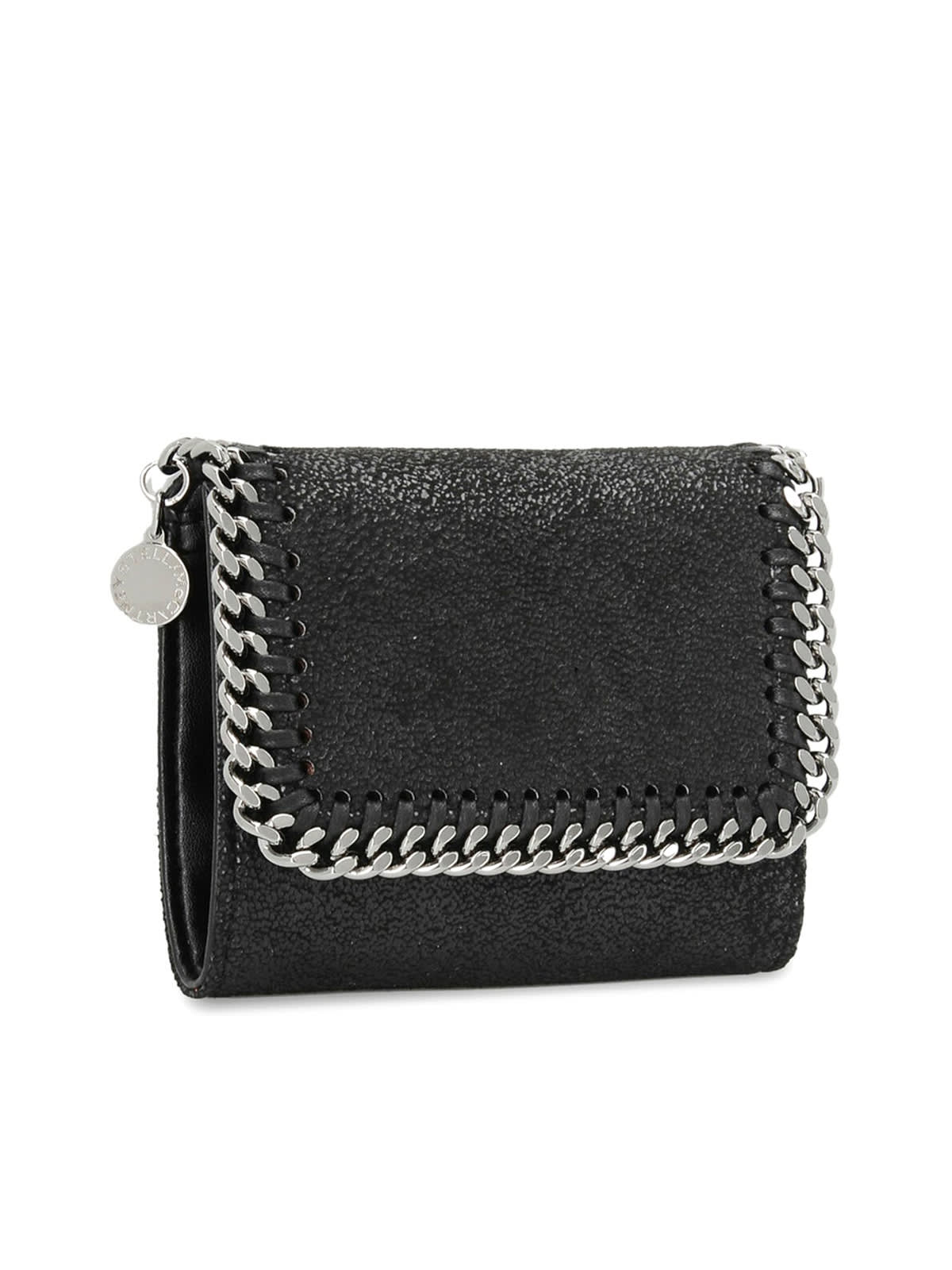 Shop Stella Mccartney Black Falabella Small Wallet