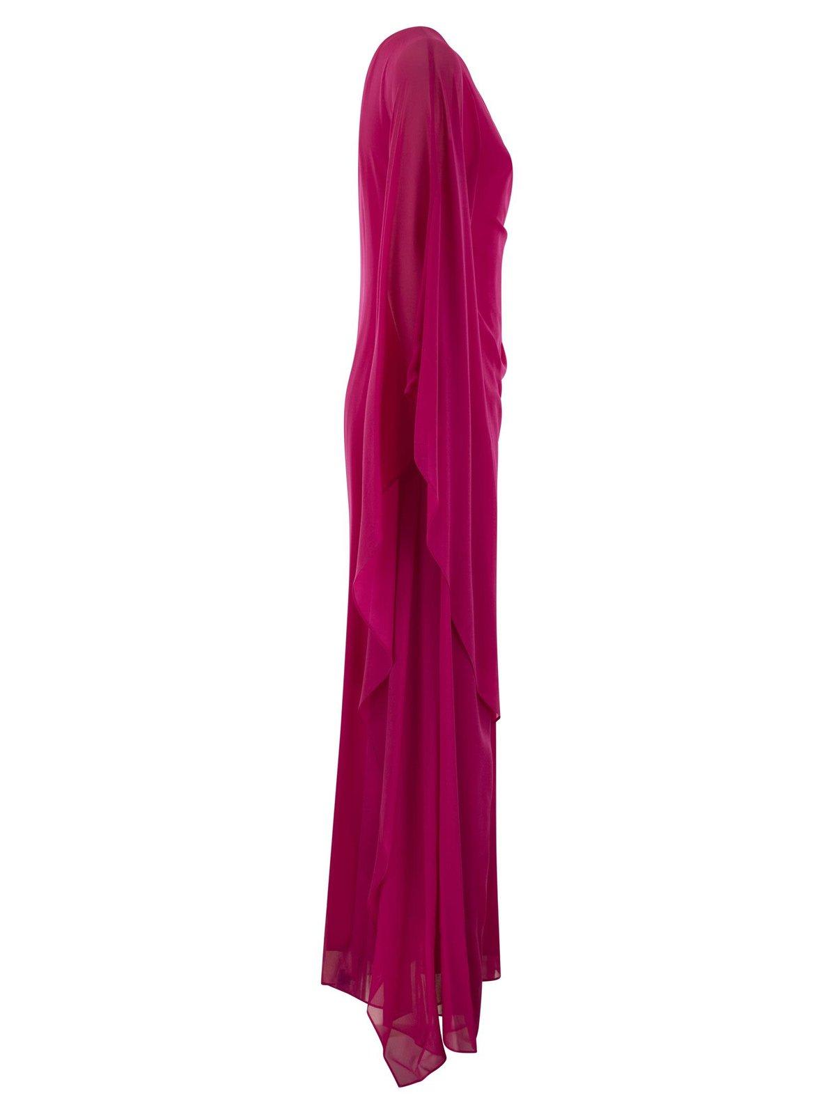 Shop Max Mara Gathered One-shoulder Dress In Fuchsia