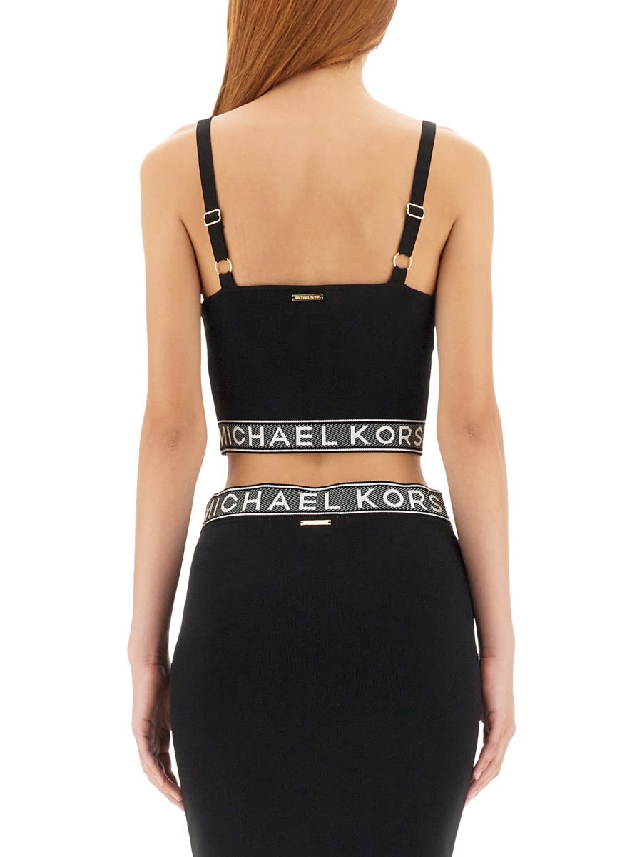 Shop Michael Kors Tops With Logo In Black