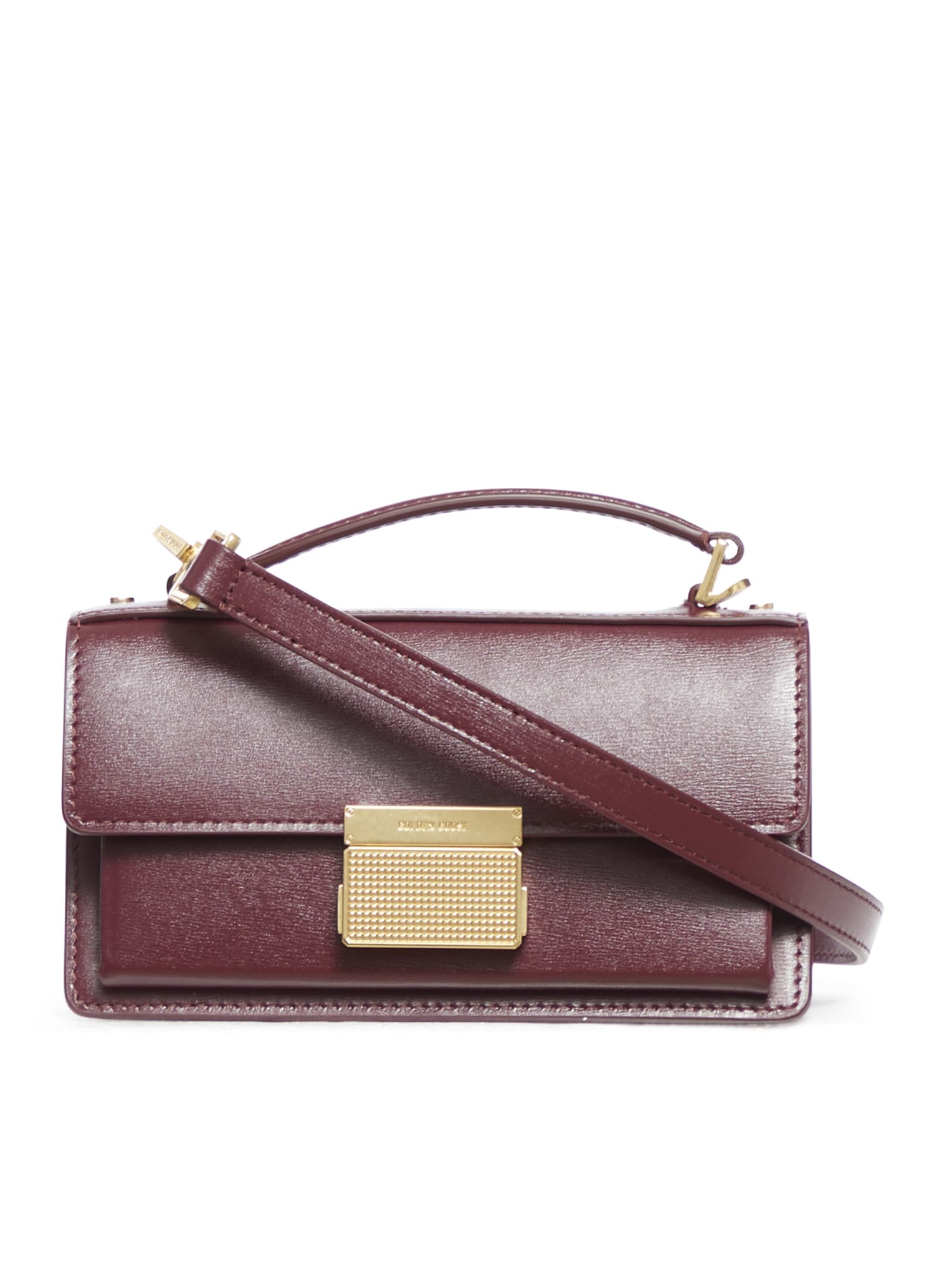 Shop Golden Goose Small Venezia Beige Palmellata Leather Bag In Burgundy