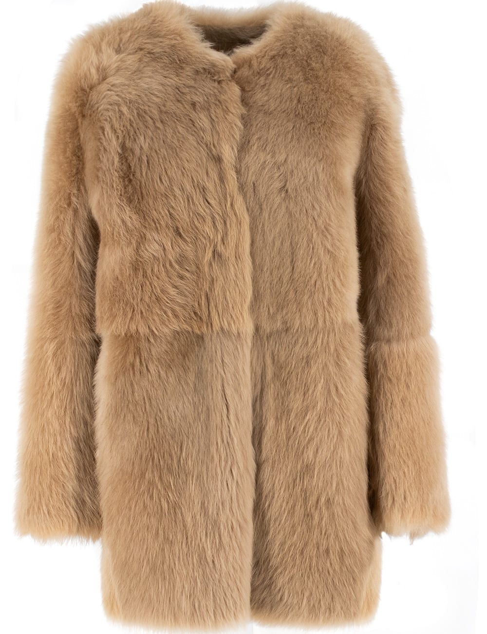 Shop Fabiana Filippi Sheepskin Coat In Cammello