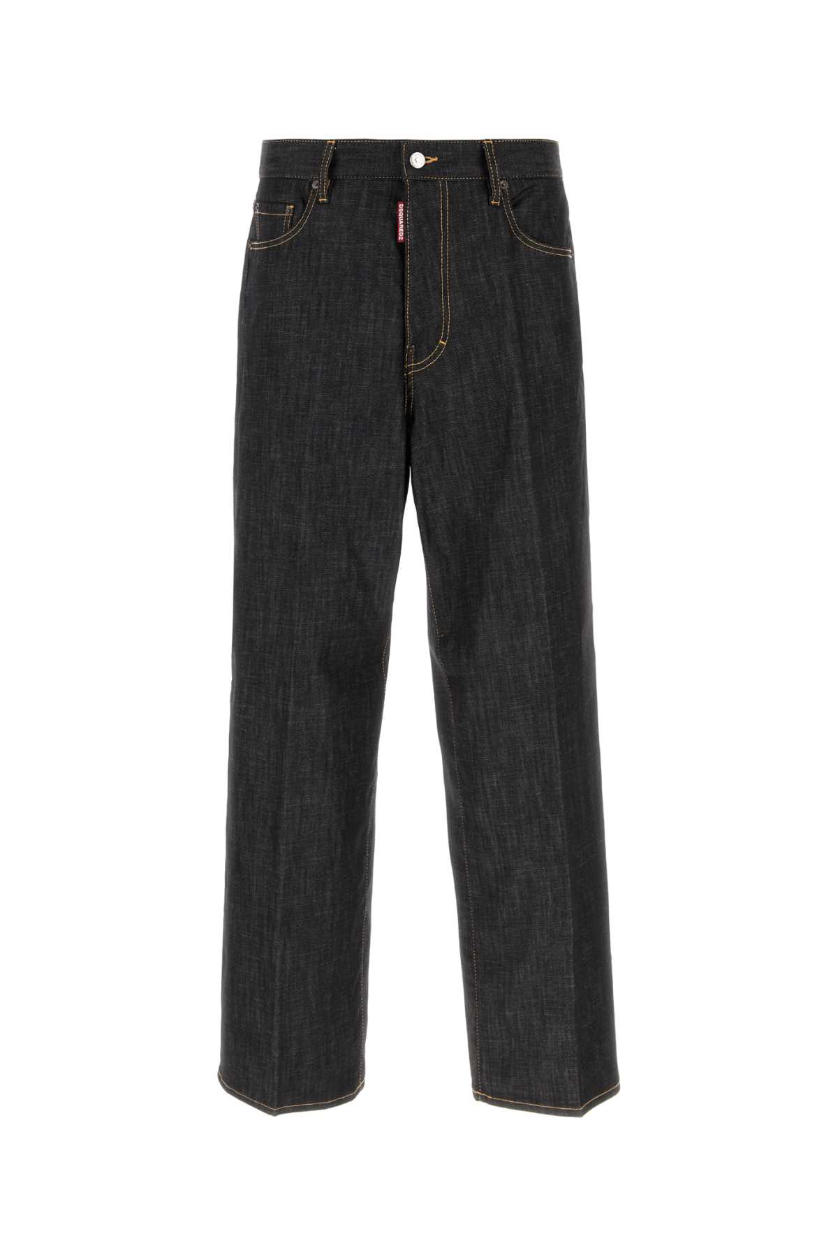 Dsquared2 Dsquared Black Stretch Denim Loose Wide-leg Jeans In Black