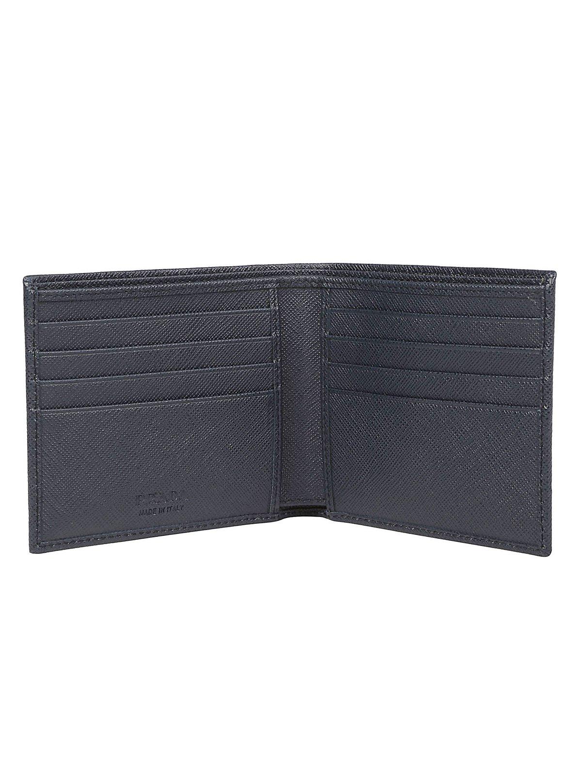 Shop Prada Logo Bifold Wallet In Blue