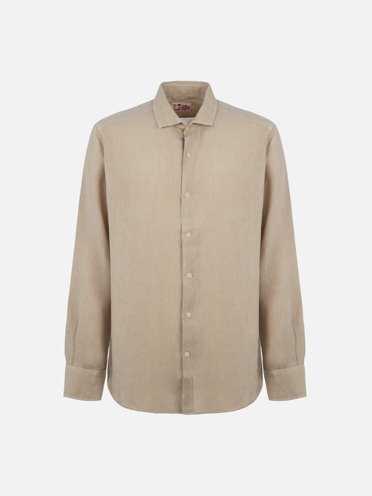 Mc2 Saint Barth Man Beige Linen Shirt Pamplona In Beige