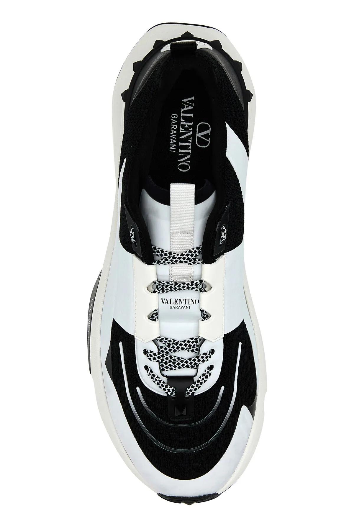 Shop Valentino Two-tone Fabric And Mesh True Act Sneakers In Black