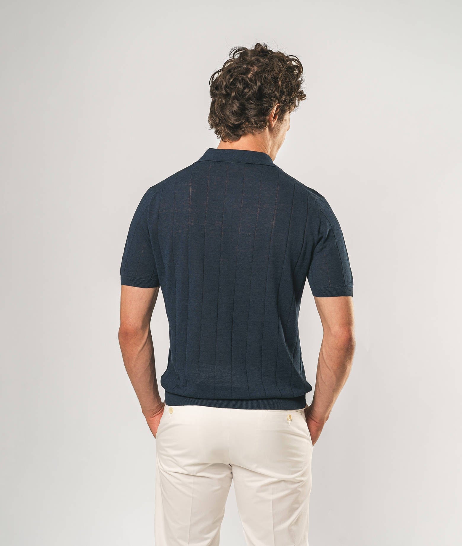 Larusmiani Linen And Cotton Polo Saint Tropez Sweater In Blue