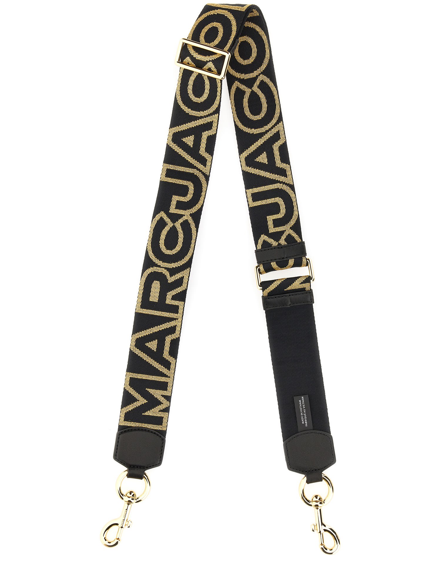 Marc Jacobs The Outline Logo Webbing Strap Accessories In Black/gold