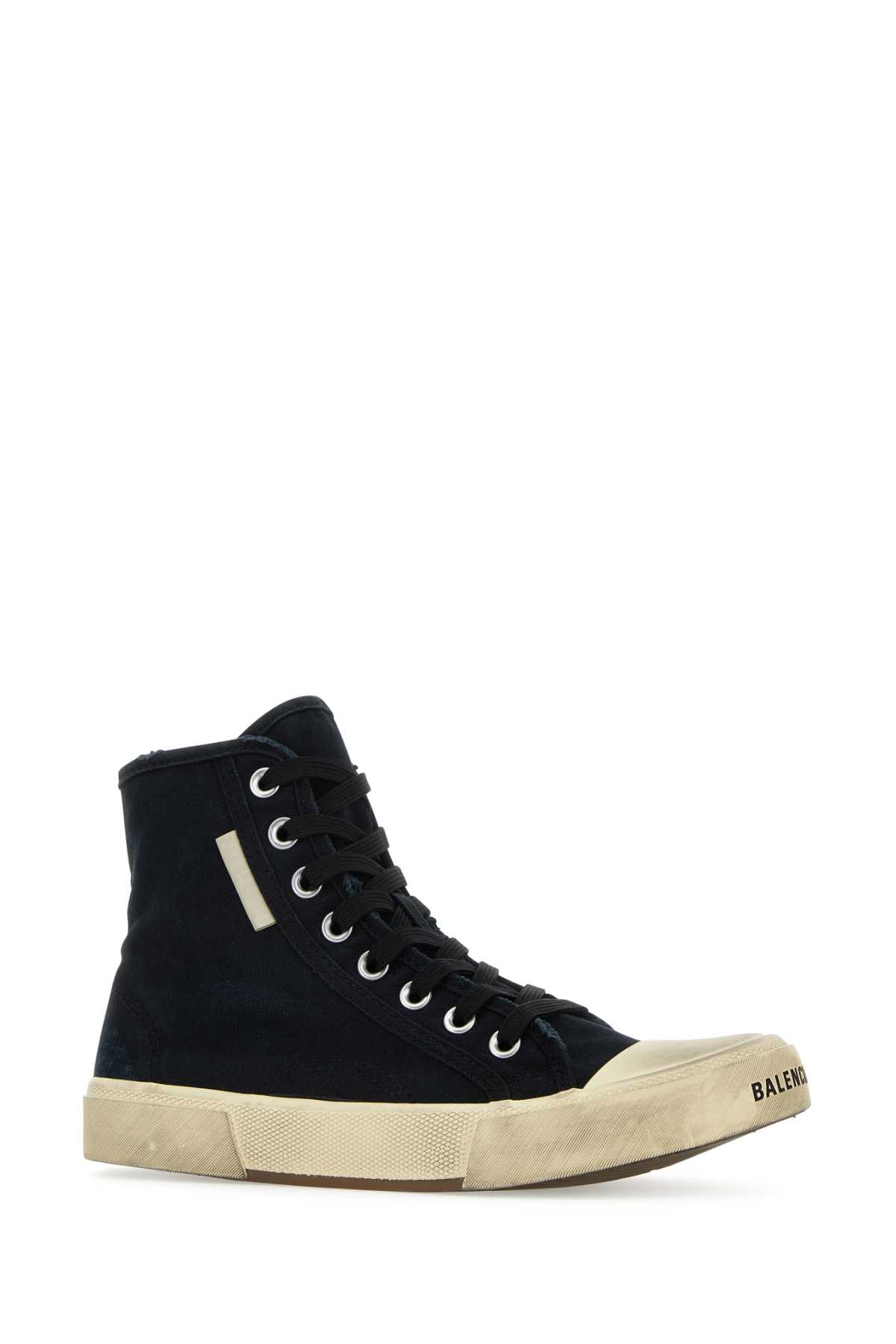 Shop Balenciaga Black Canvas Paris Sneakers In Blackwhite