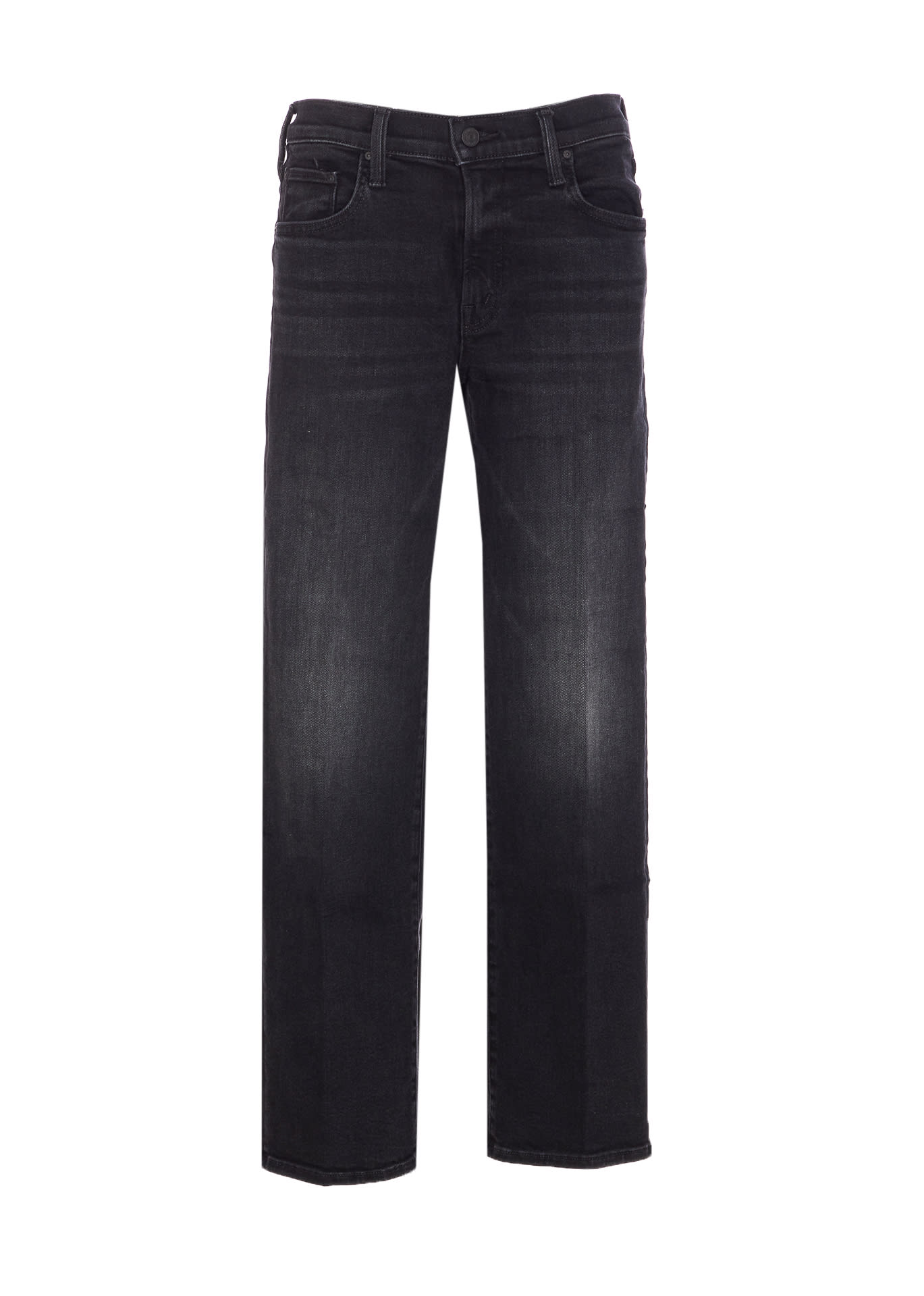 Mother The Mid Rise Rambler Zip Flood Jeans In Black