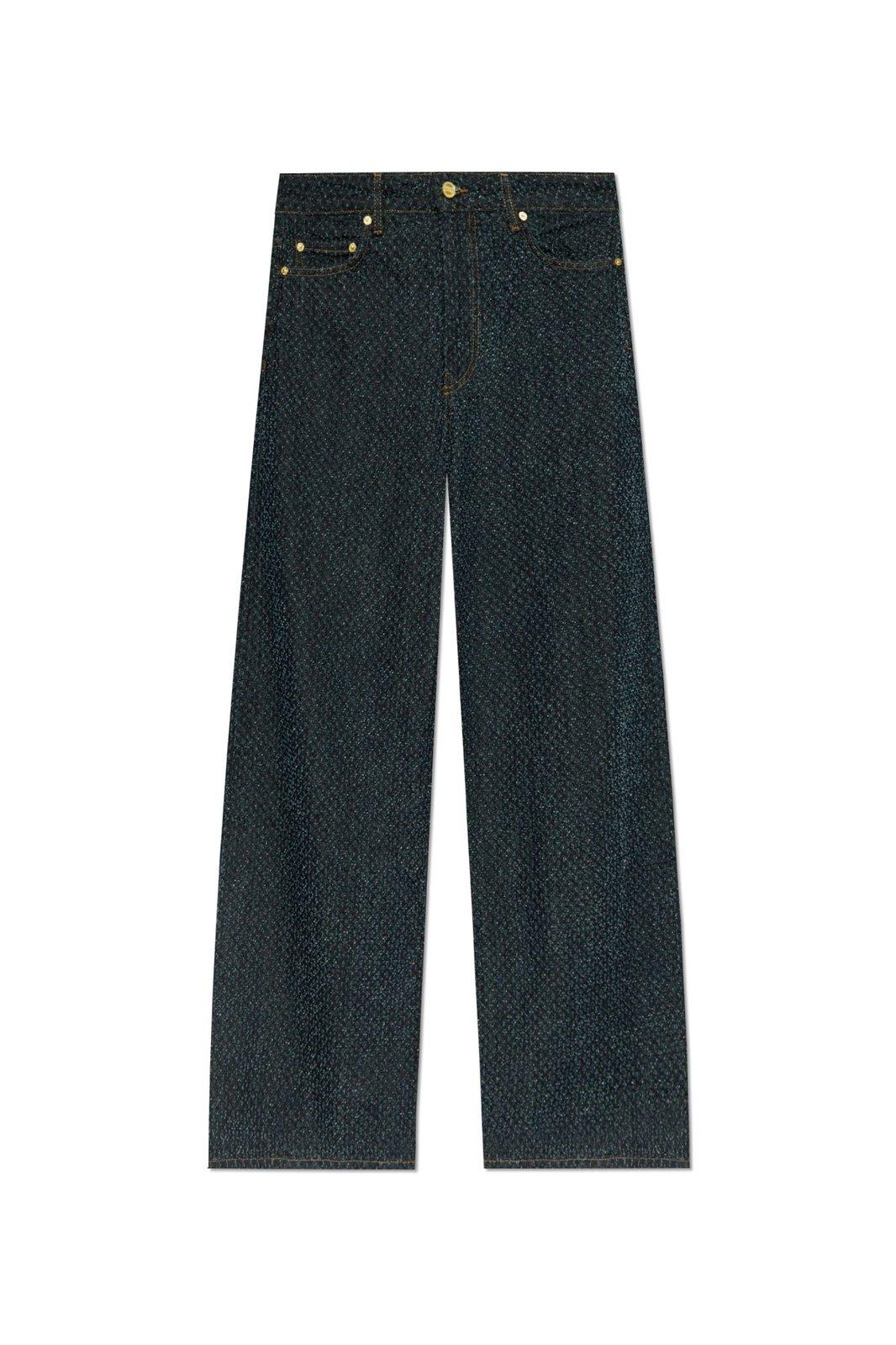 Shop Ganni Fluffy Wide Jeans In Rinse